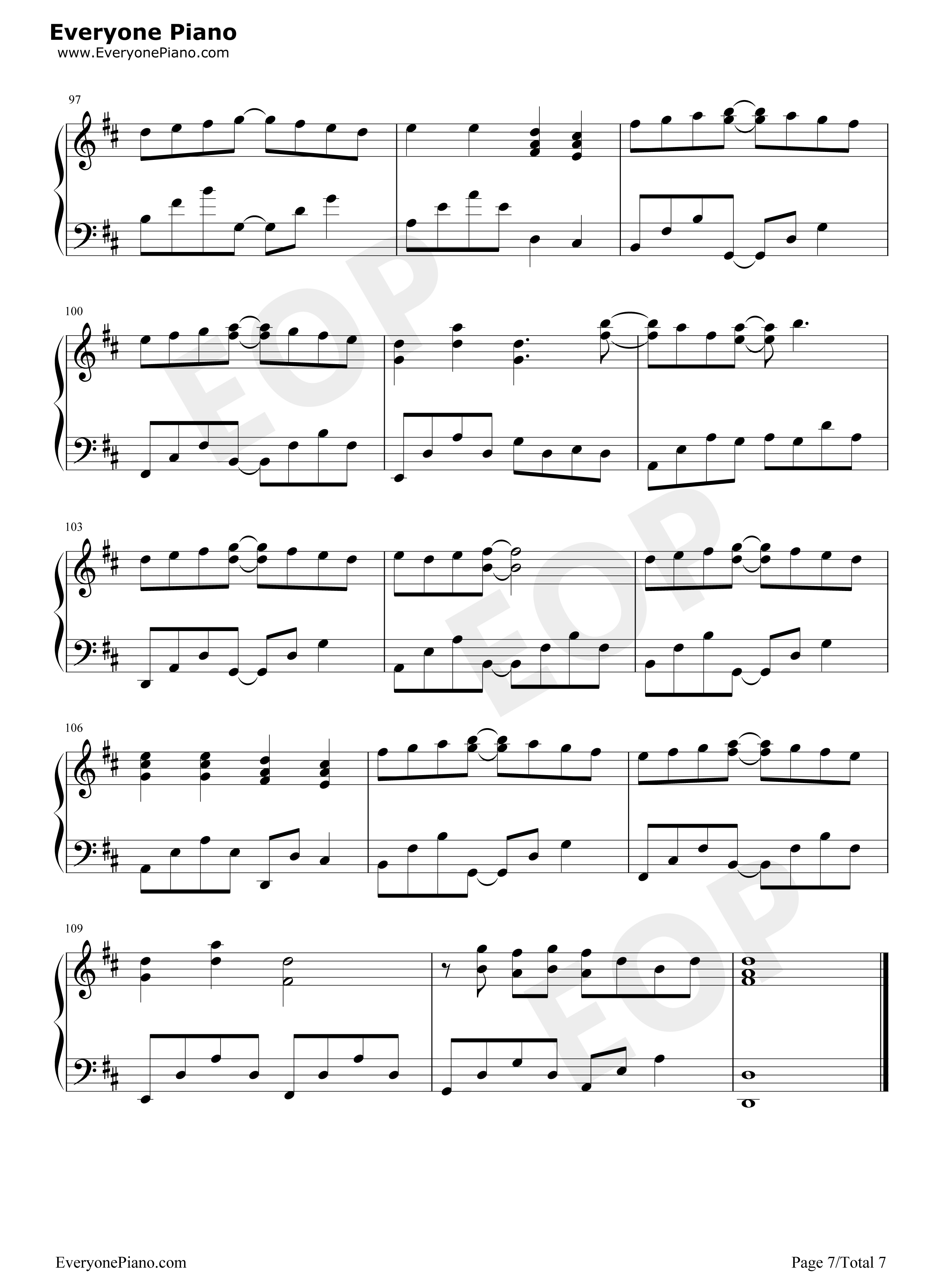 ひとつのハートで钢琴谱-三重野瞳7
