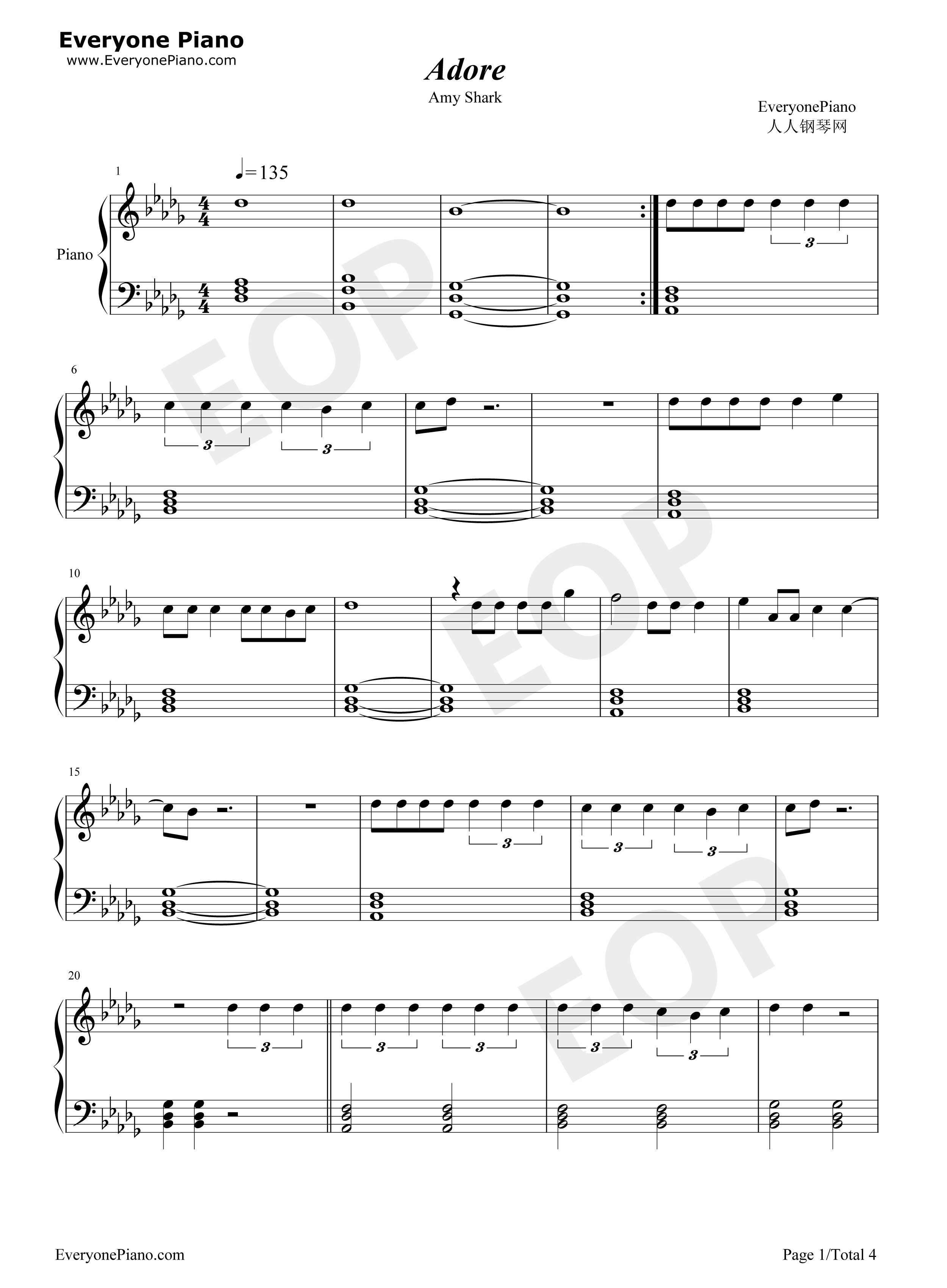 Adore钢琴谱-Amy Shark1