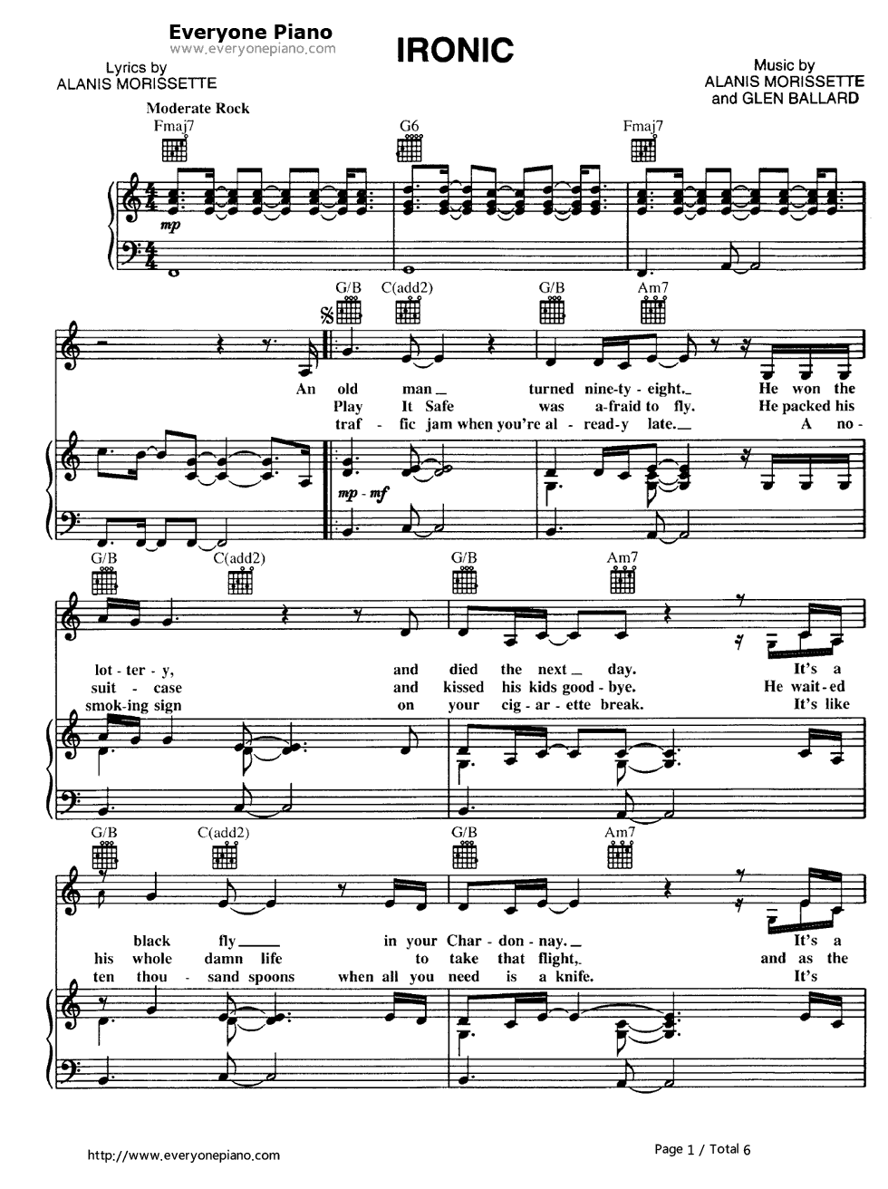 Ironic钢琴谱-Alanis Morissette1