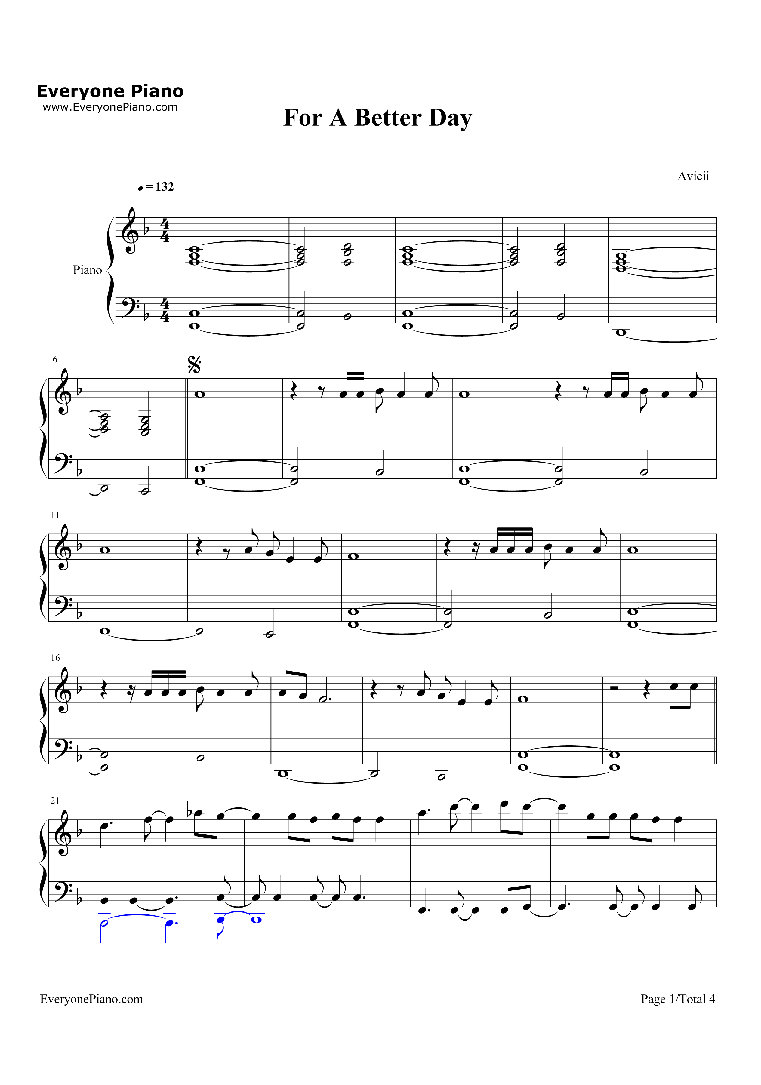 For a Better Day钢琴谱-Avicii1