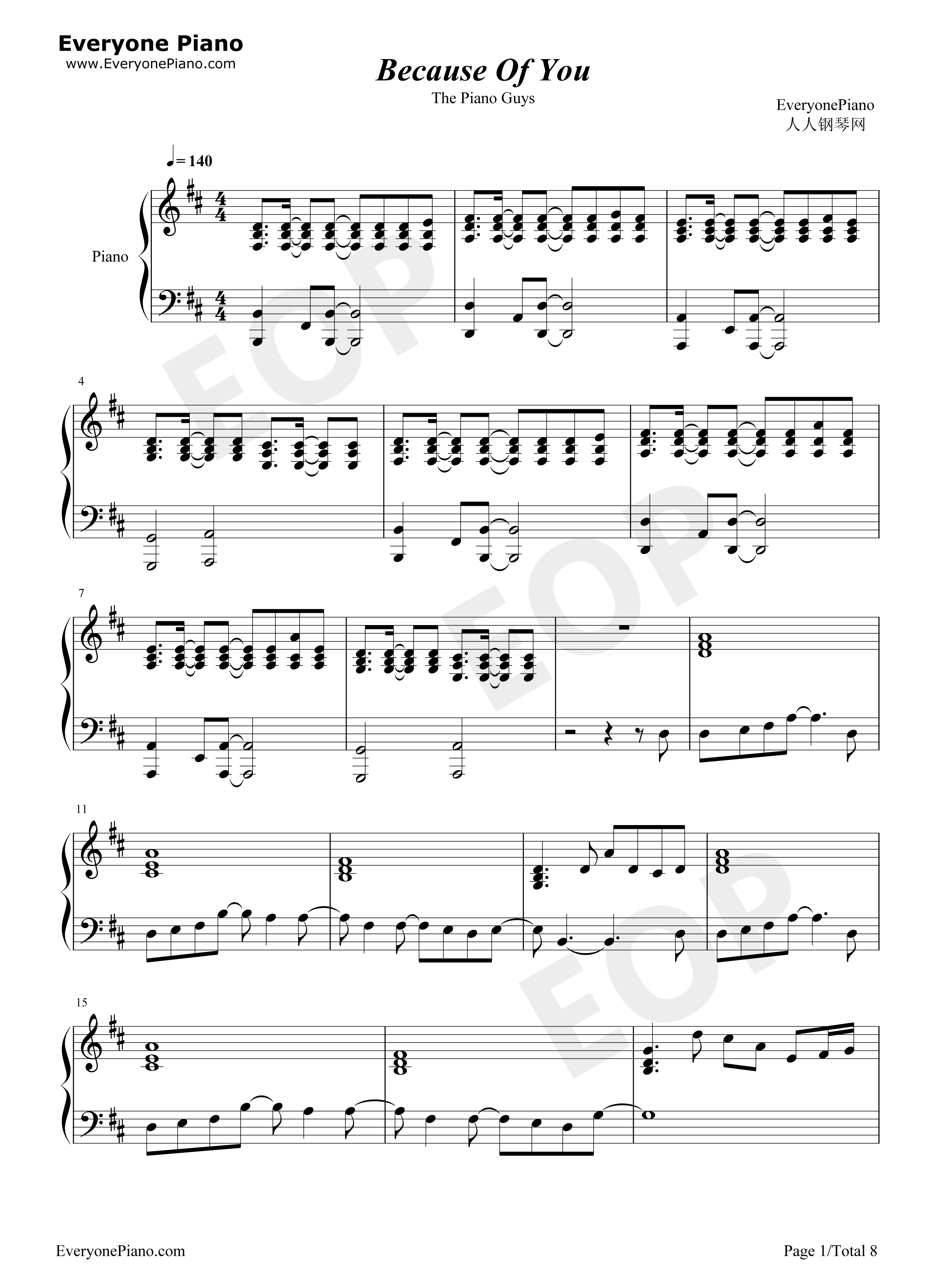 Because of You钢琴谱-The Piano Guys1
