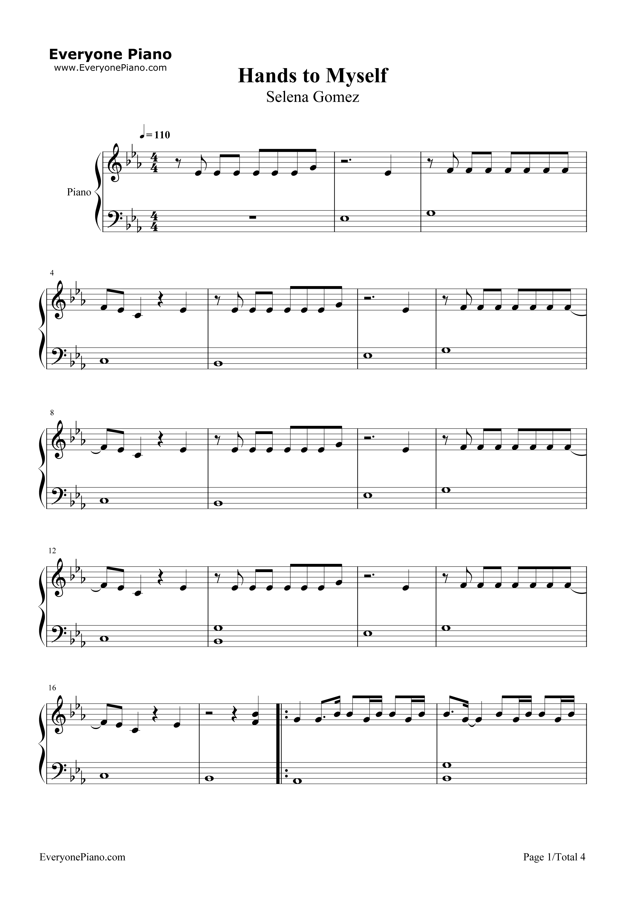 Hands to Myself钢琴谱-Selena Gomez1