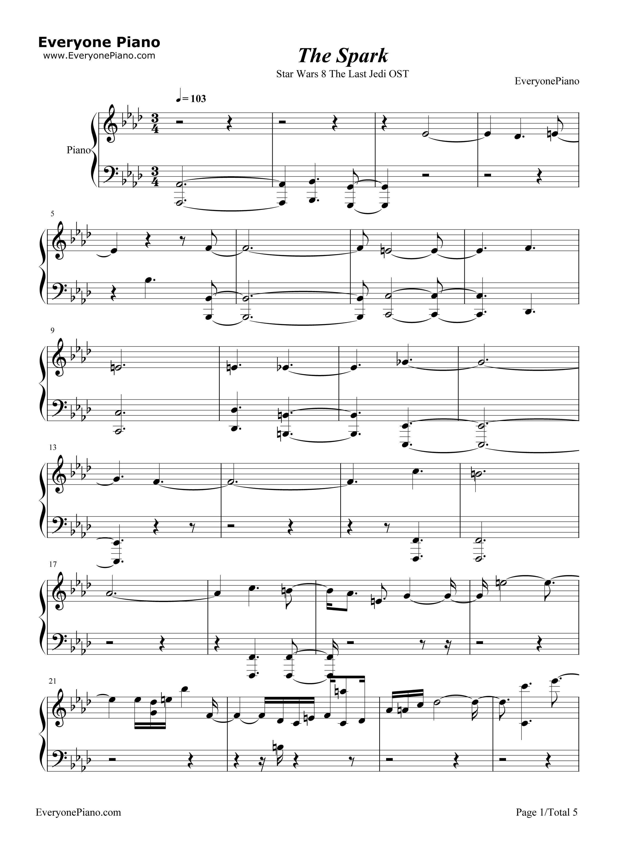 The Spark钢琴谱-John Williams1