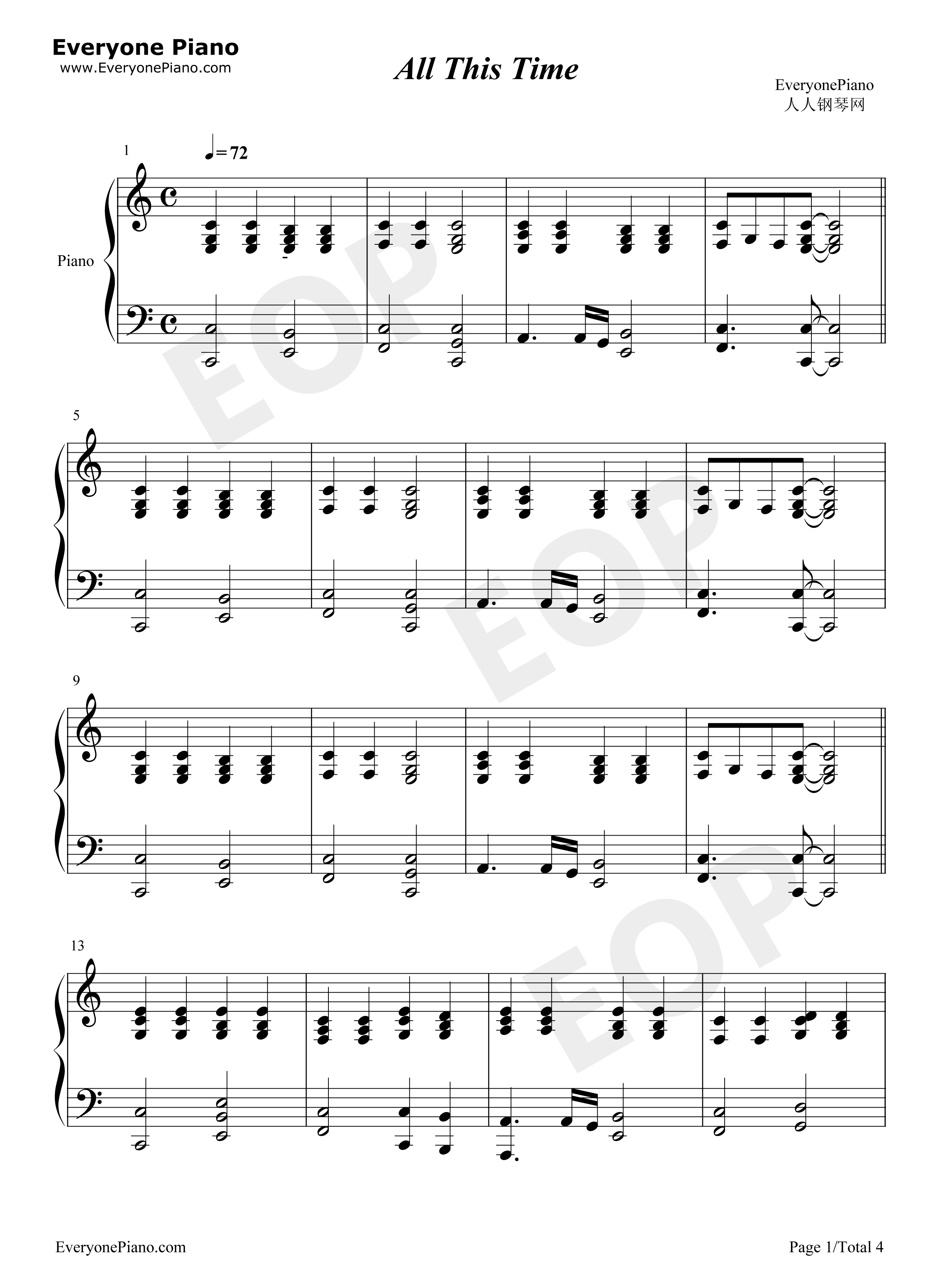 All This Time伴奏钢琴谱-OneRepublic1