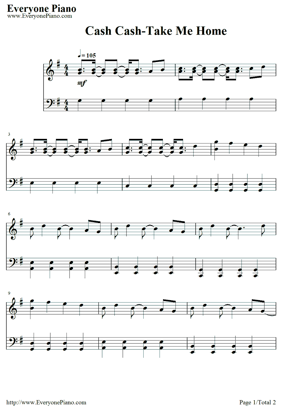 Take Me Home钢琴谱-CashCash1