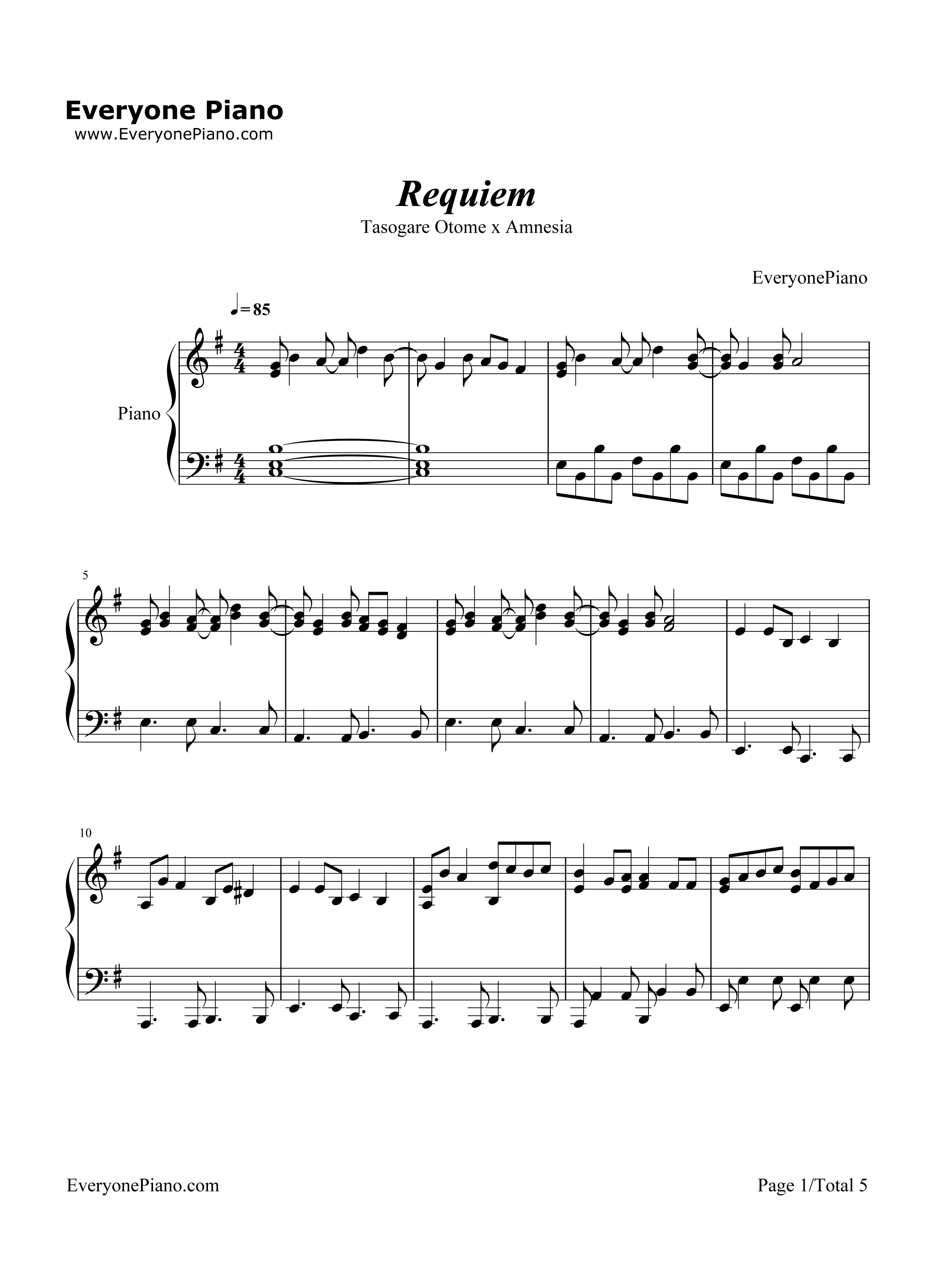 Requiem钢琴谱-柊奈绪1