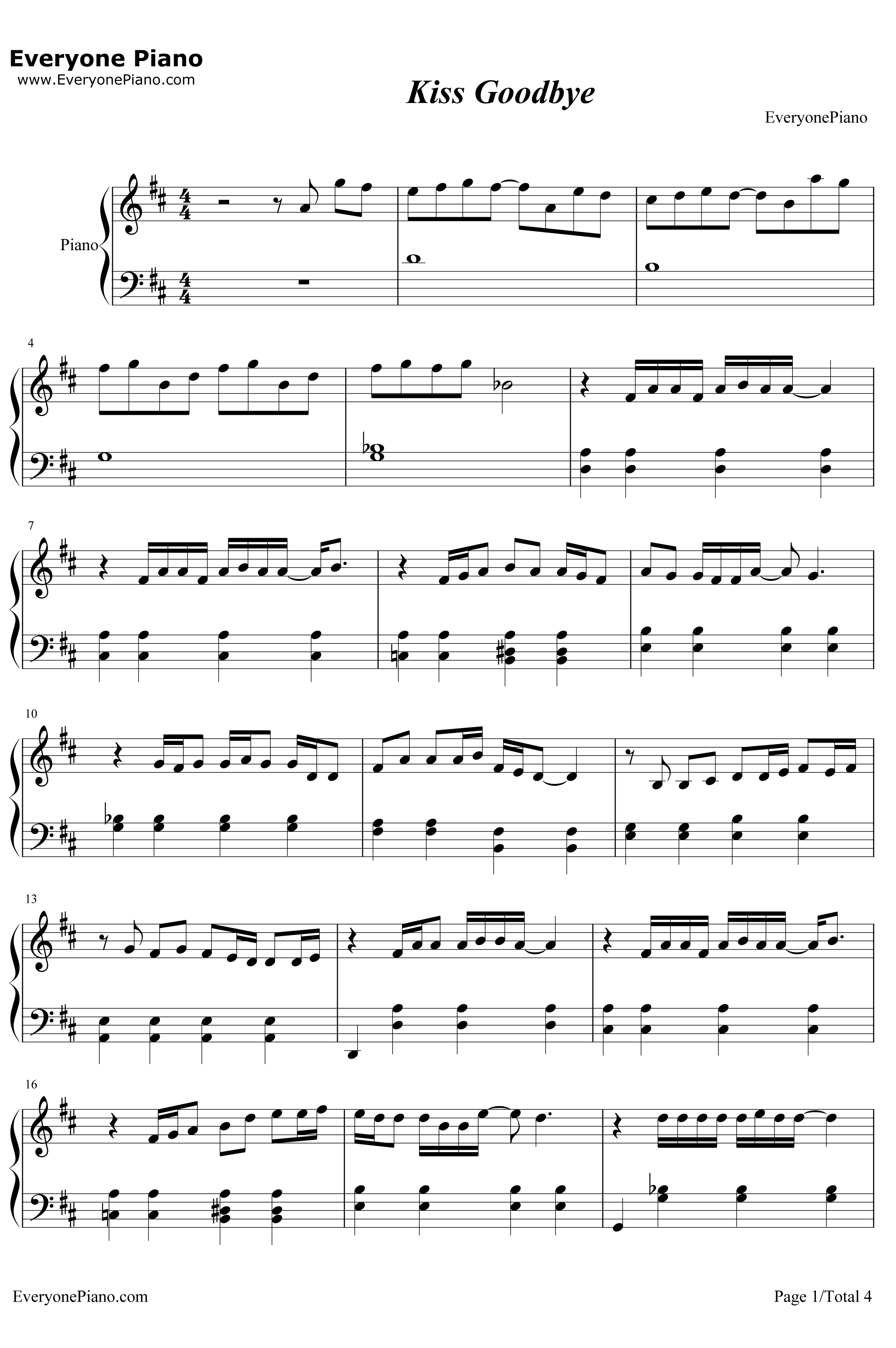Kiss Goodbye钢琴谱-王力宏-我叫金三顺插曲1