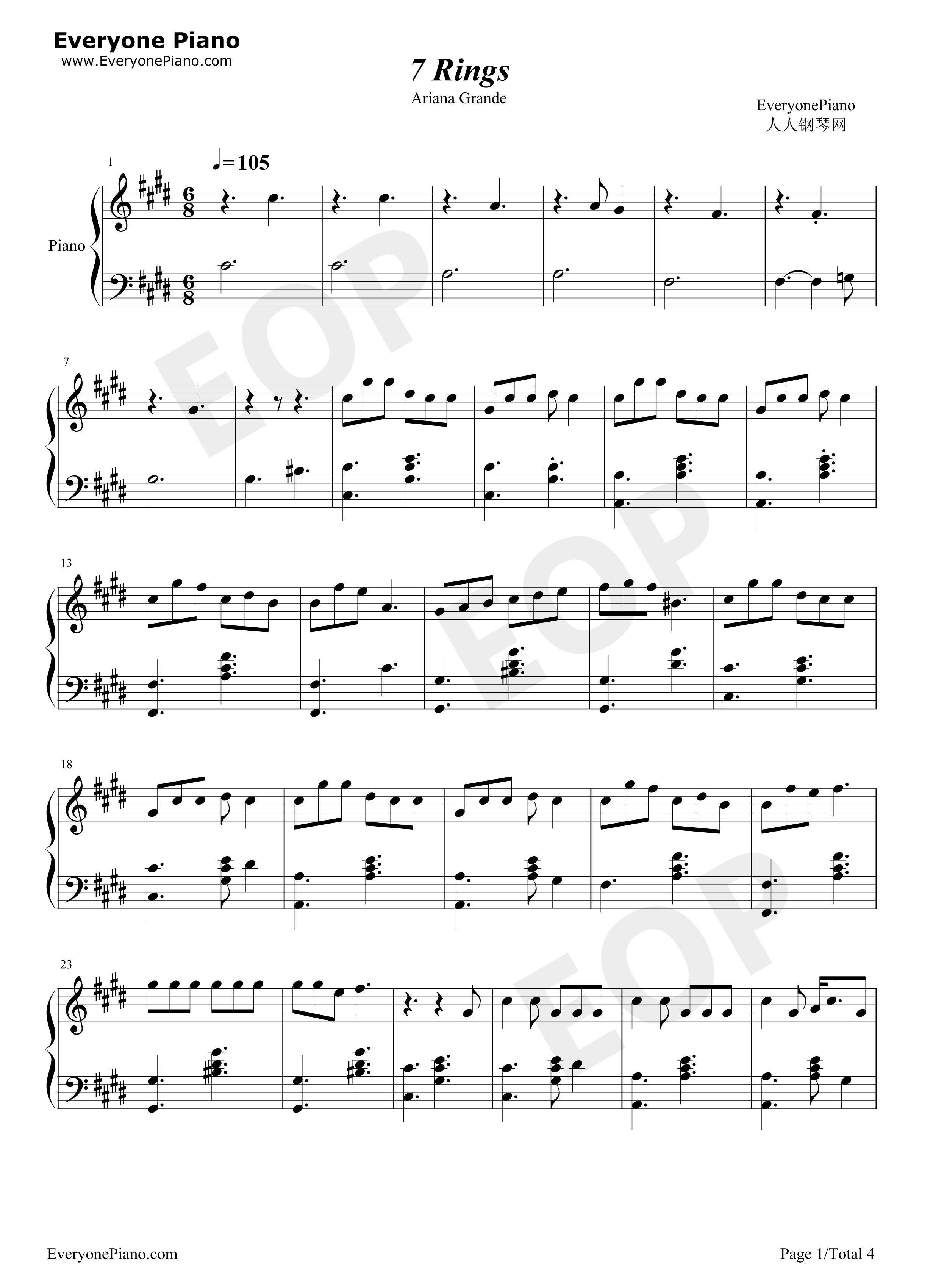 7 Rings钢琴谱-Ariana Grande1