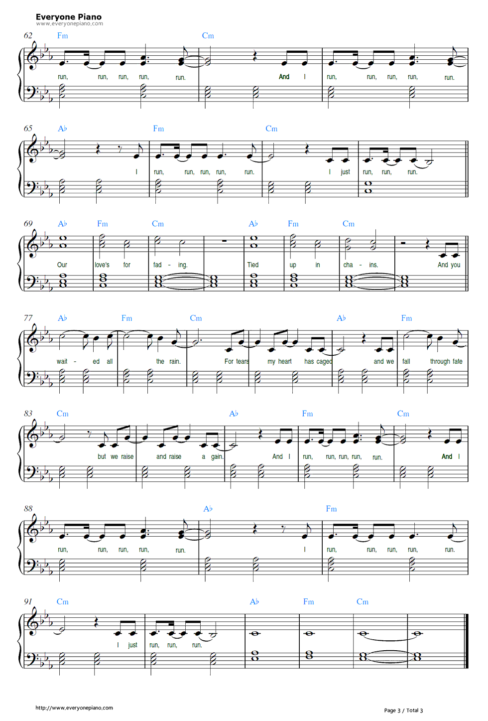 Run Run Run钢琴谱-Tokio Hotel3