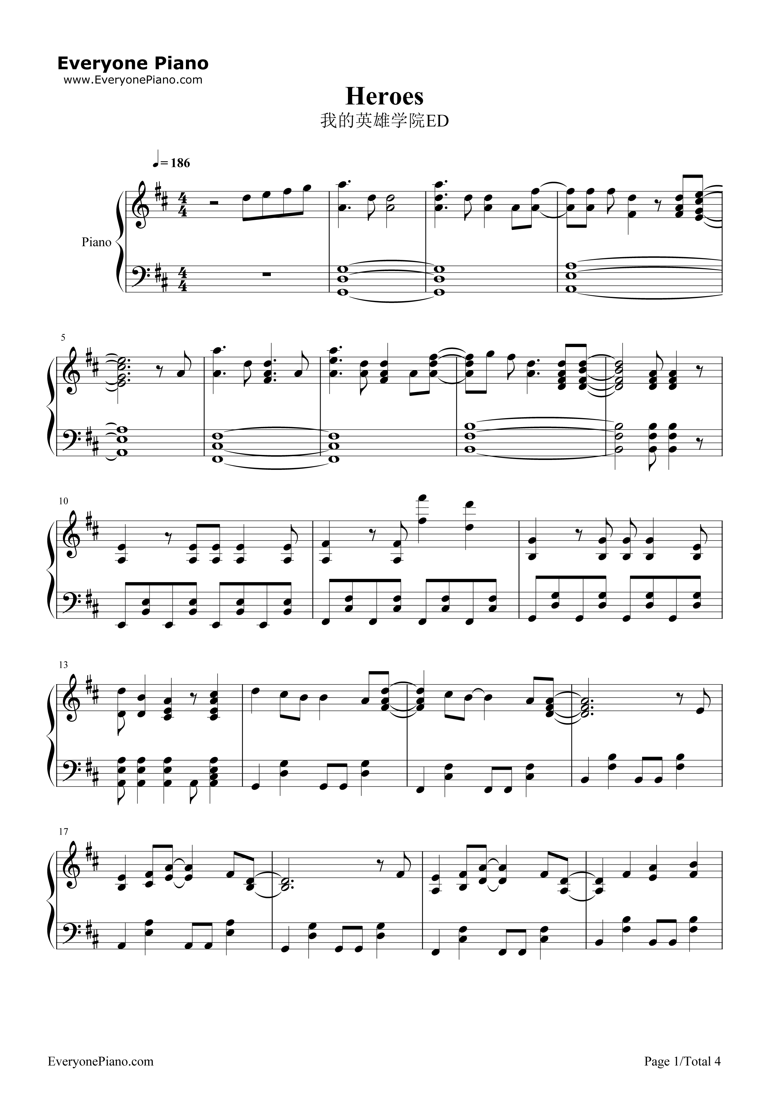 Heroes钢琴谱-Brian the Sun1