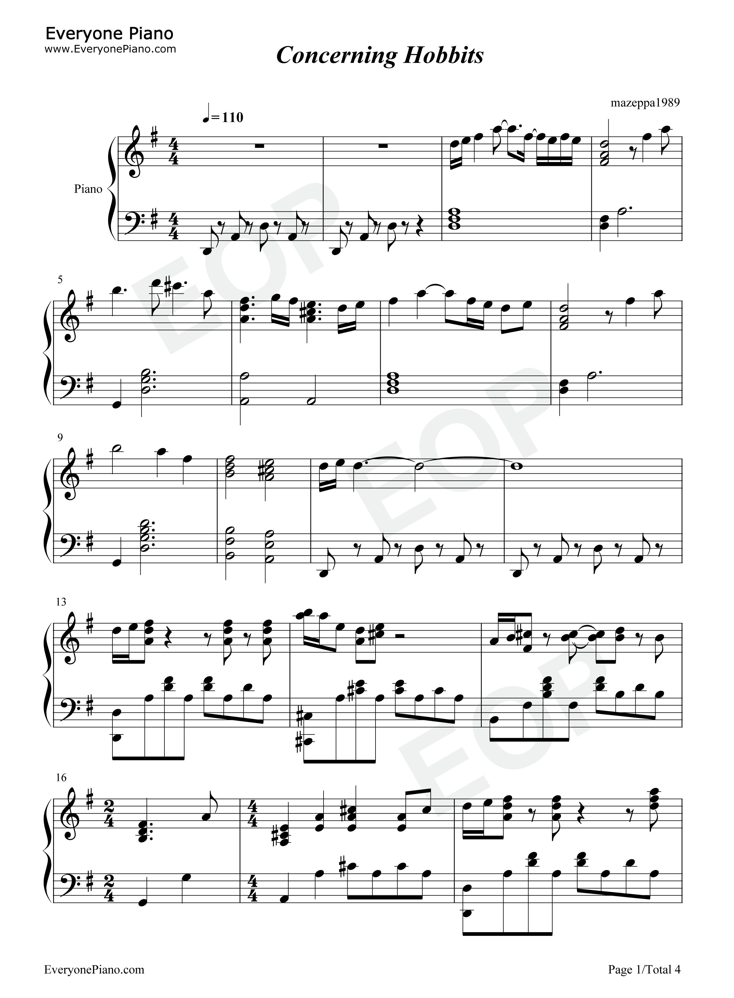 Concerning Hobbits钢琴谱-Howard Shore1