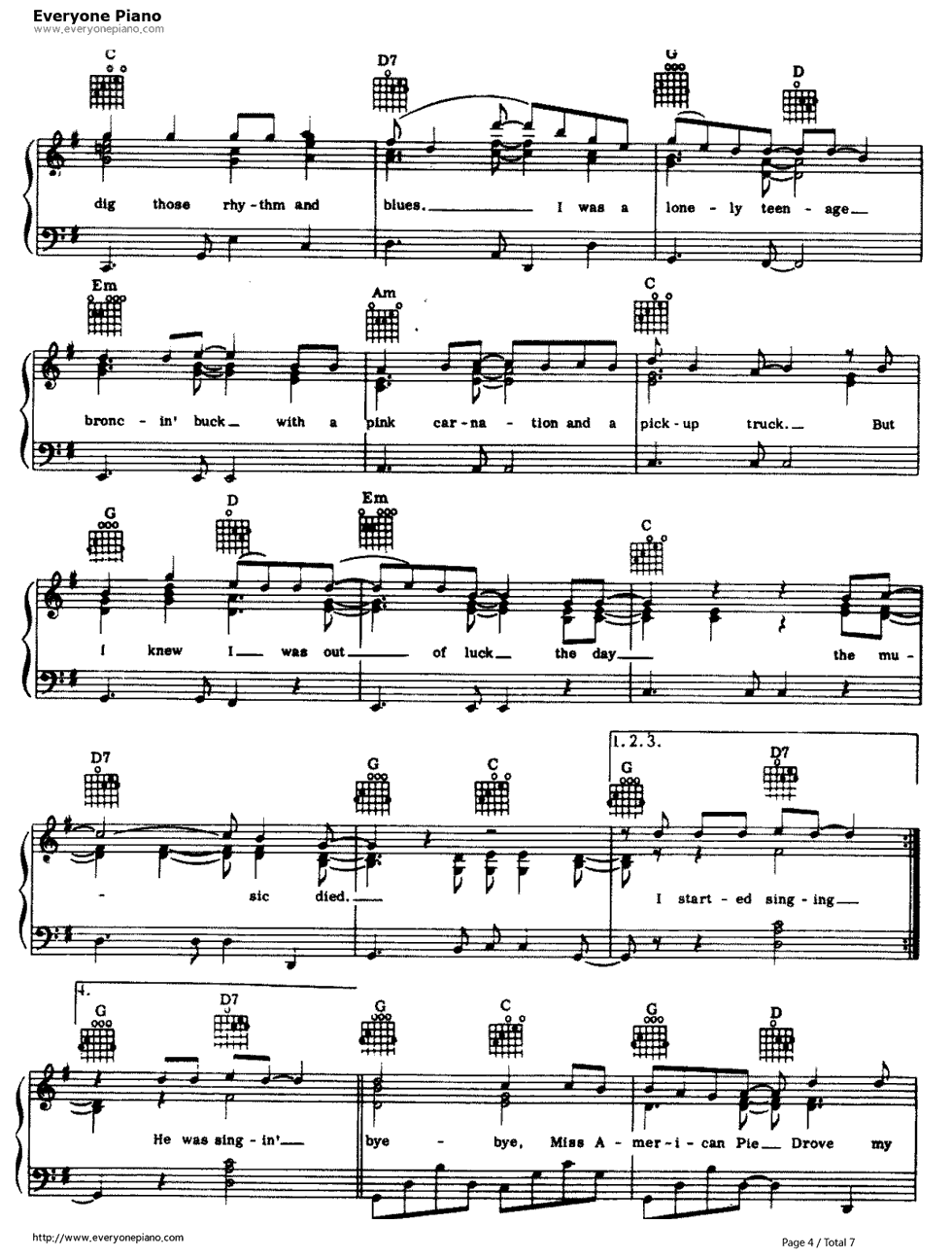 American Pie钢琴谱-Don McLean4