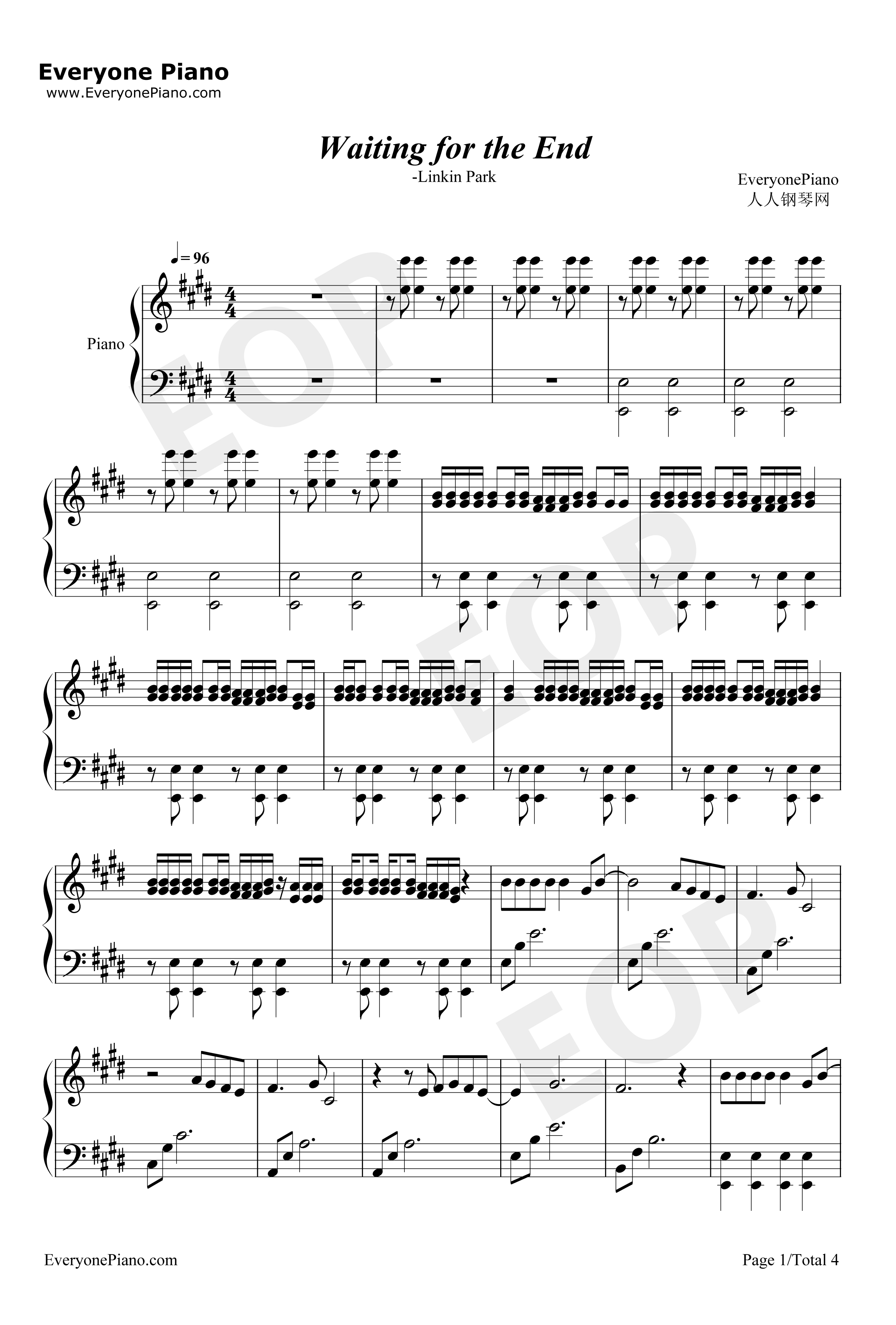 WaitingfortheEnd钢琴谱-LinkinPark1