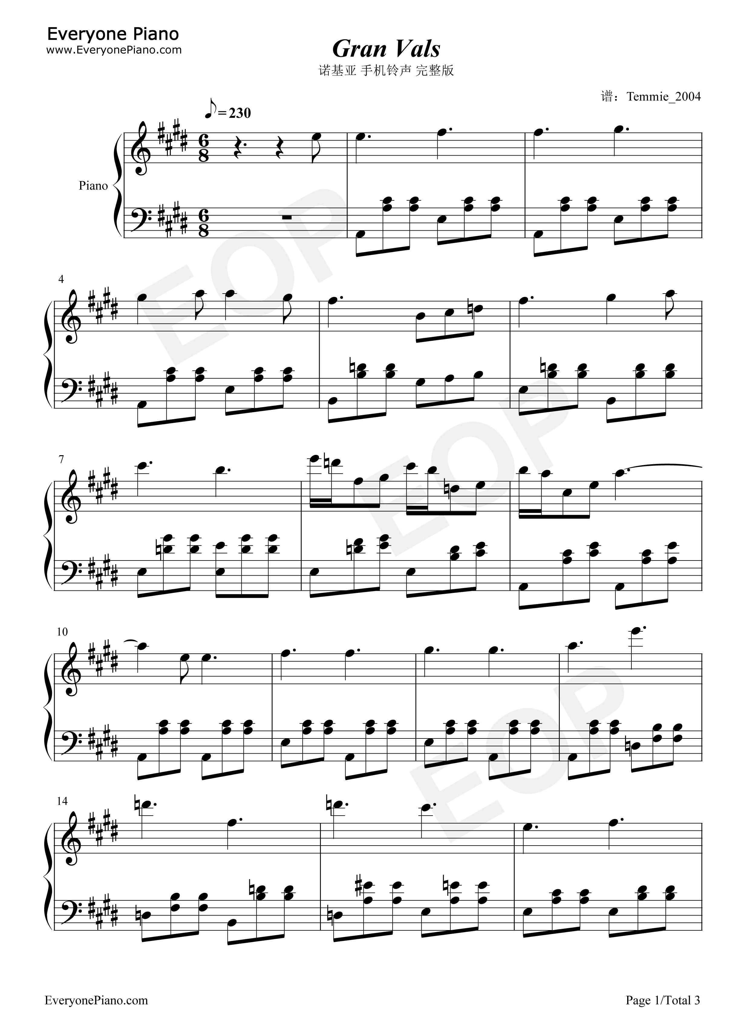 Gran Vals钢琴谱-Francisco Tárrega1