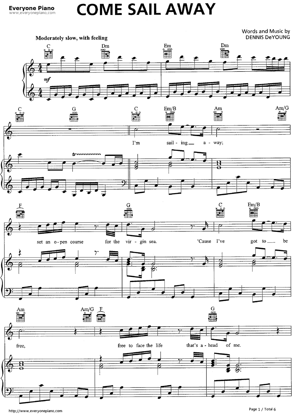 Come Sail Away钢琴谱-Styx1