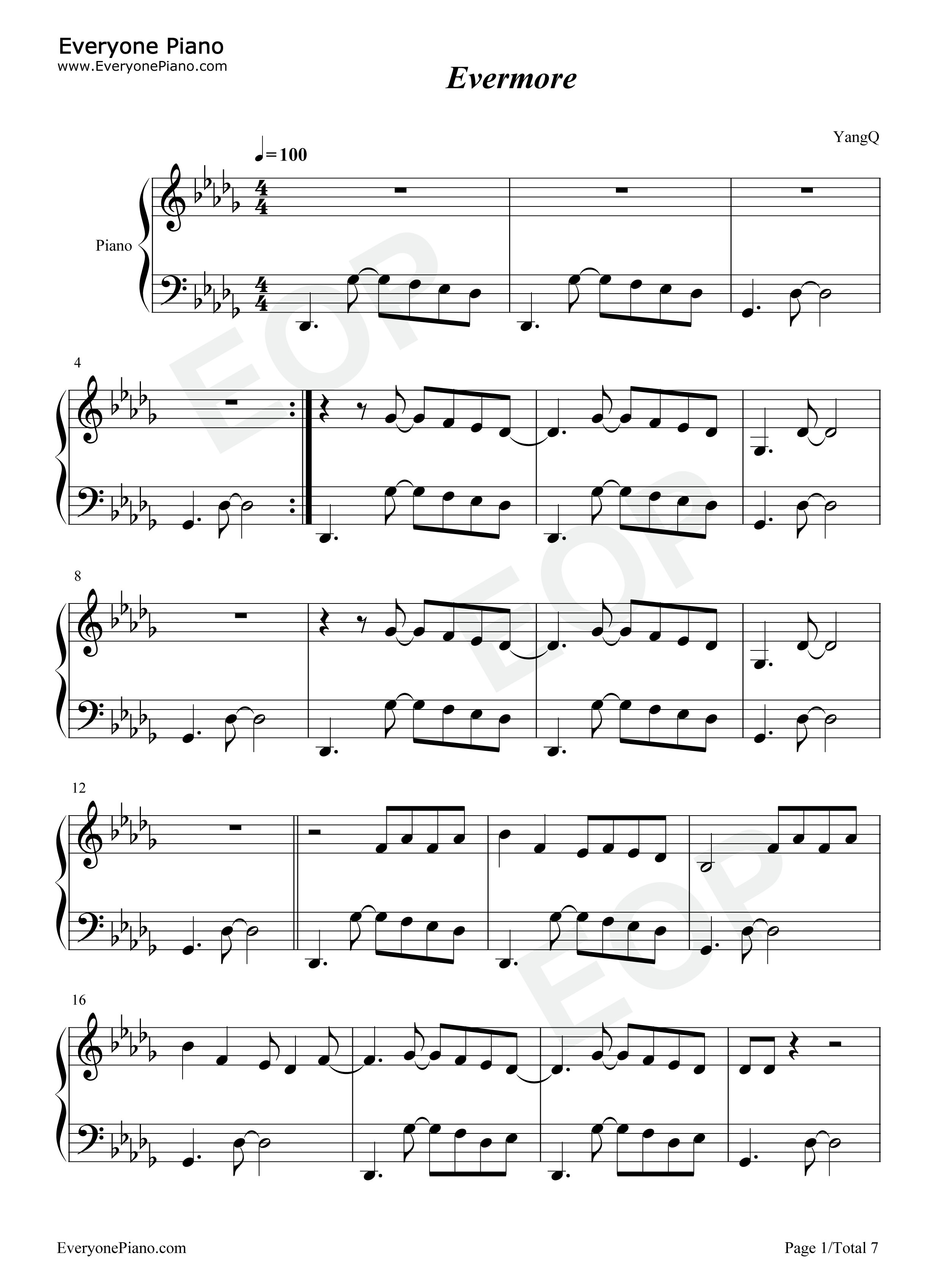 Evermore钢琴谱-Taylor Swift Bon Iver1