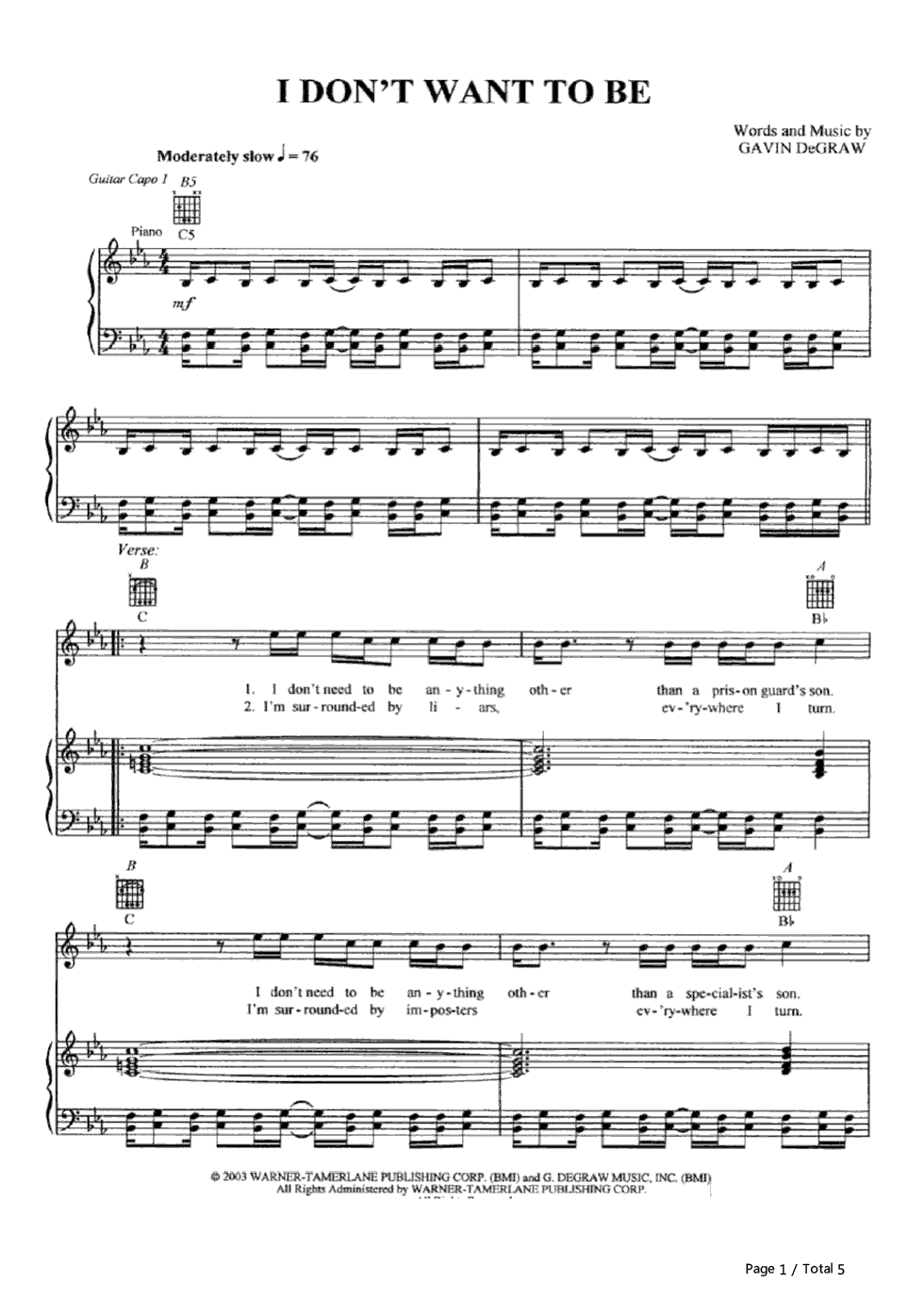 I Don't Want to Be钢琴谱-Gavin DeGraw1