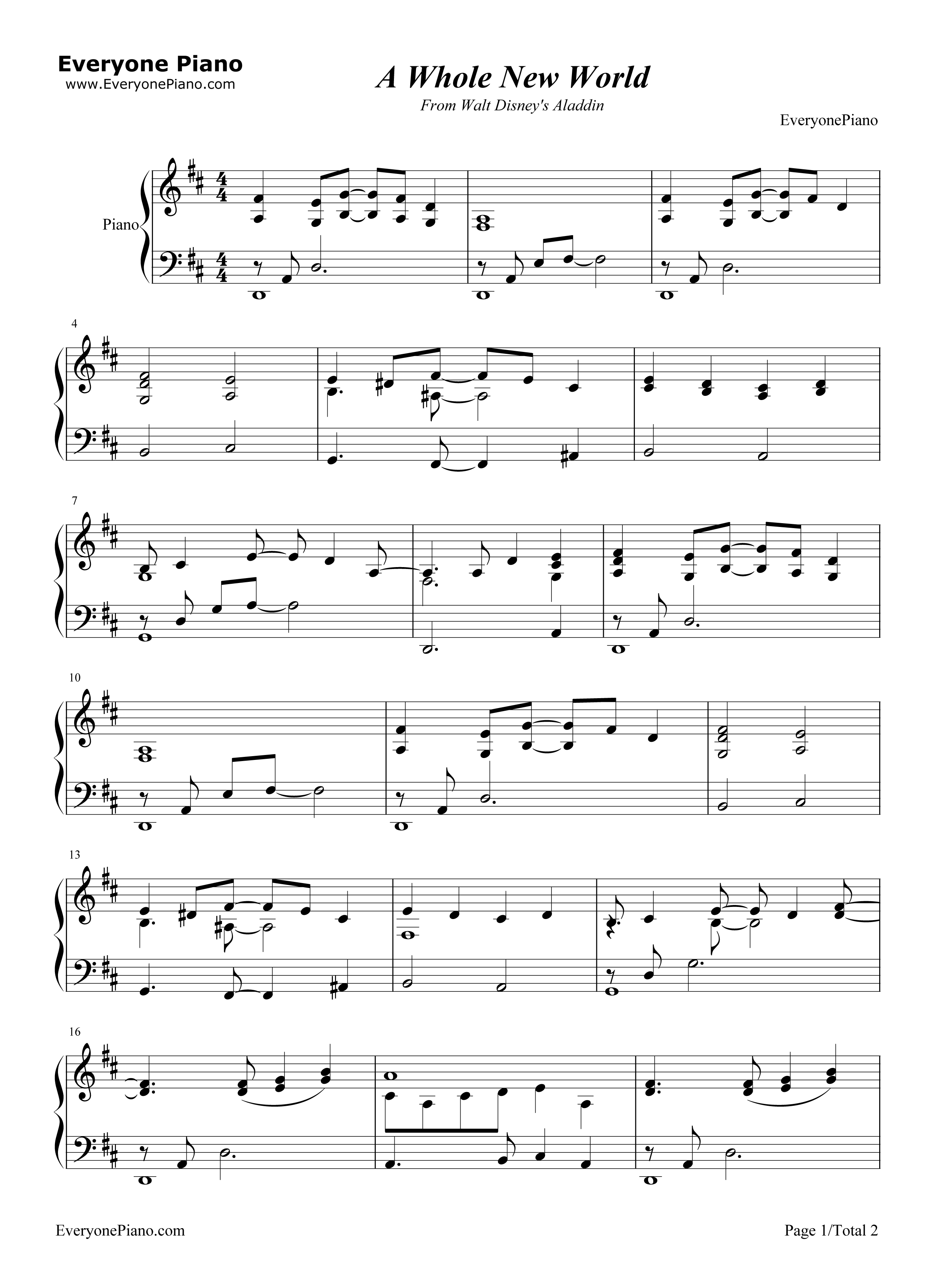 A Whole New World钢琴谱-Alan Menken1