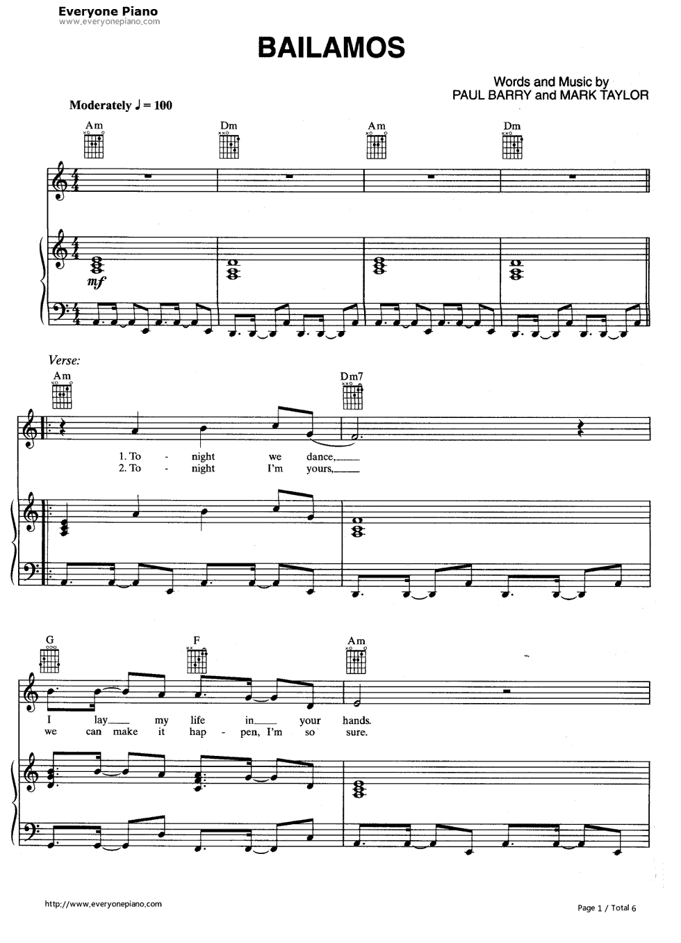 Bailamos钢琴谱-Enrique Iglesias1