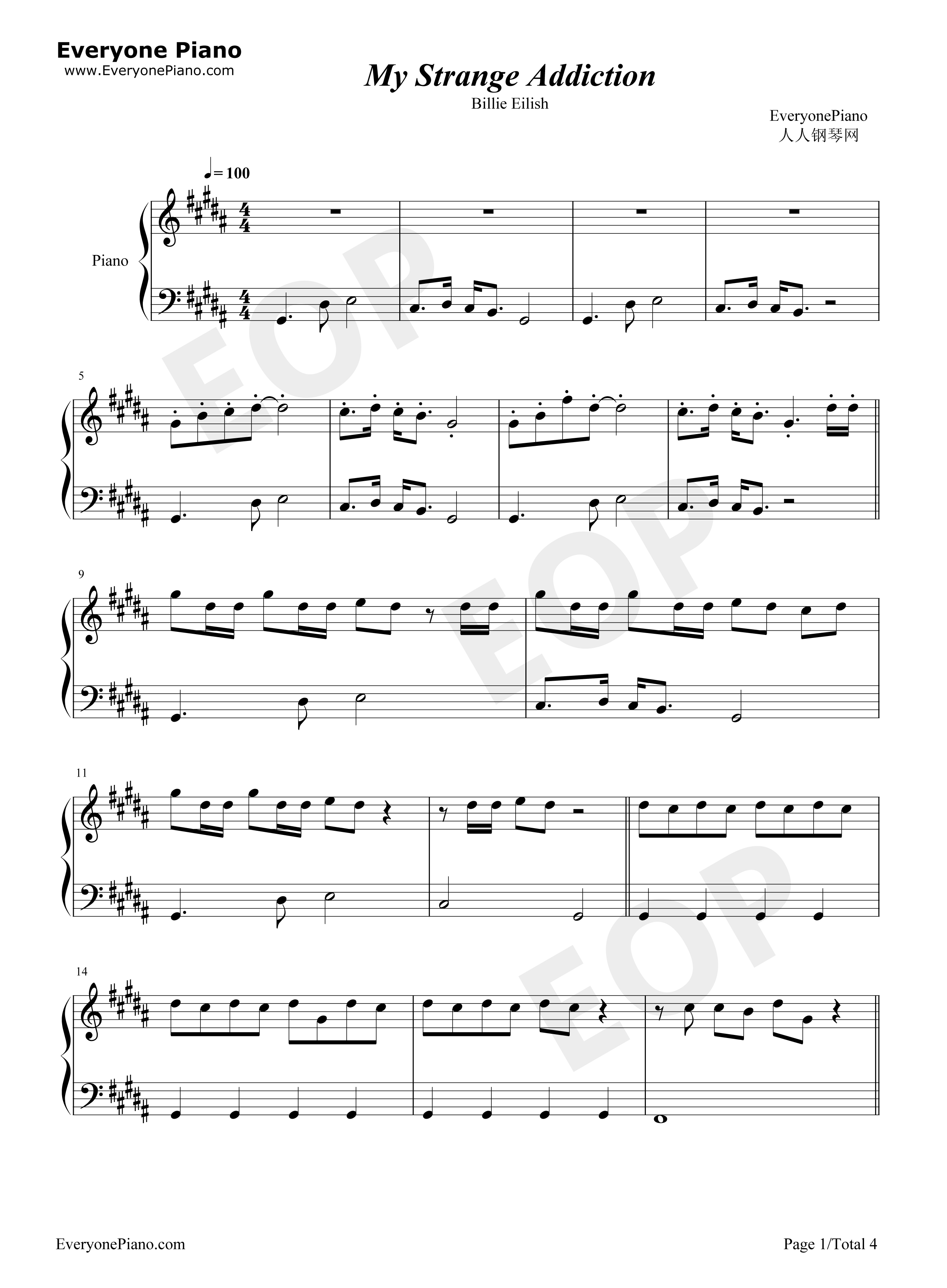 My Strange Addiction钢琴谱-Billie Eilish1