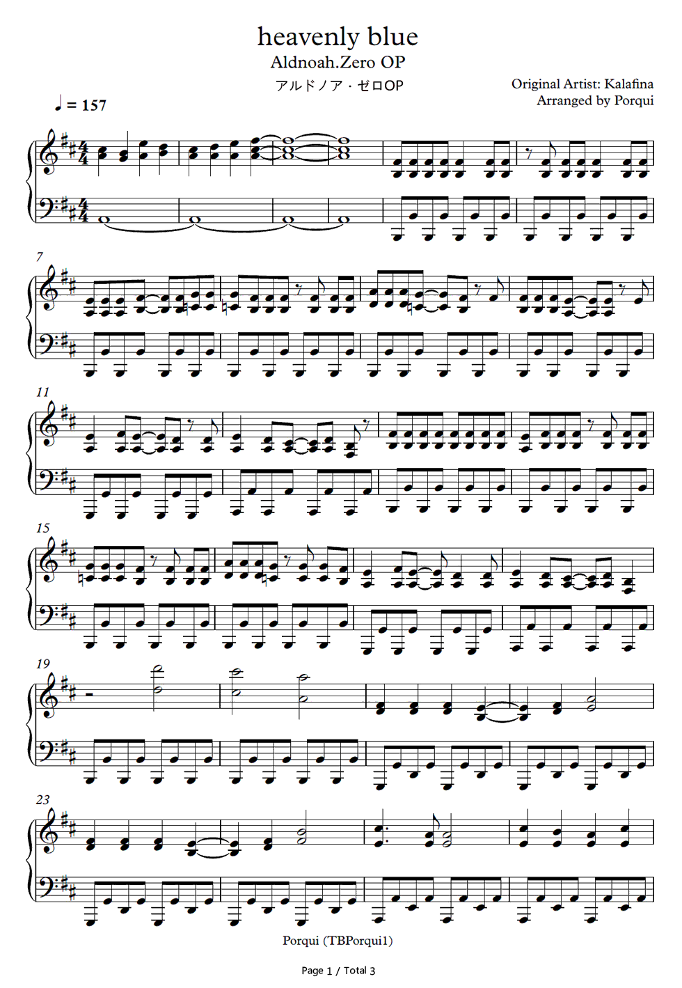 Heavenly blue钢琴谱-Kalafina1