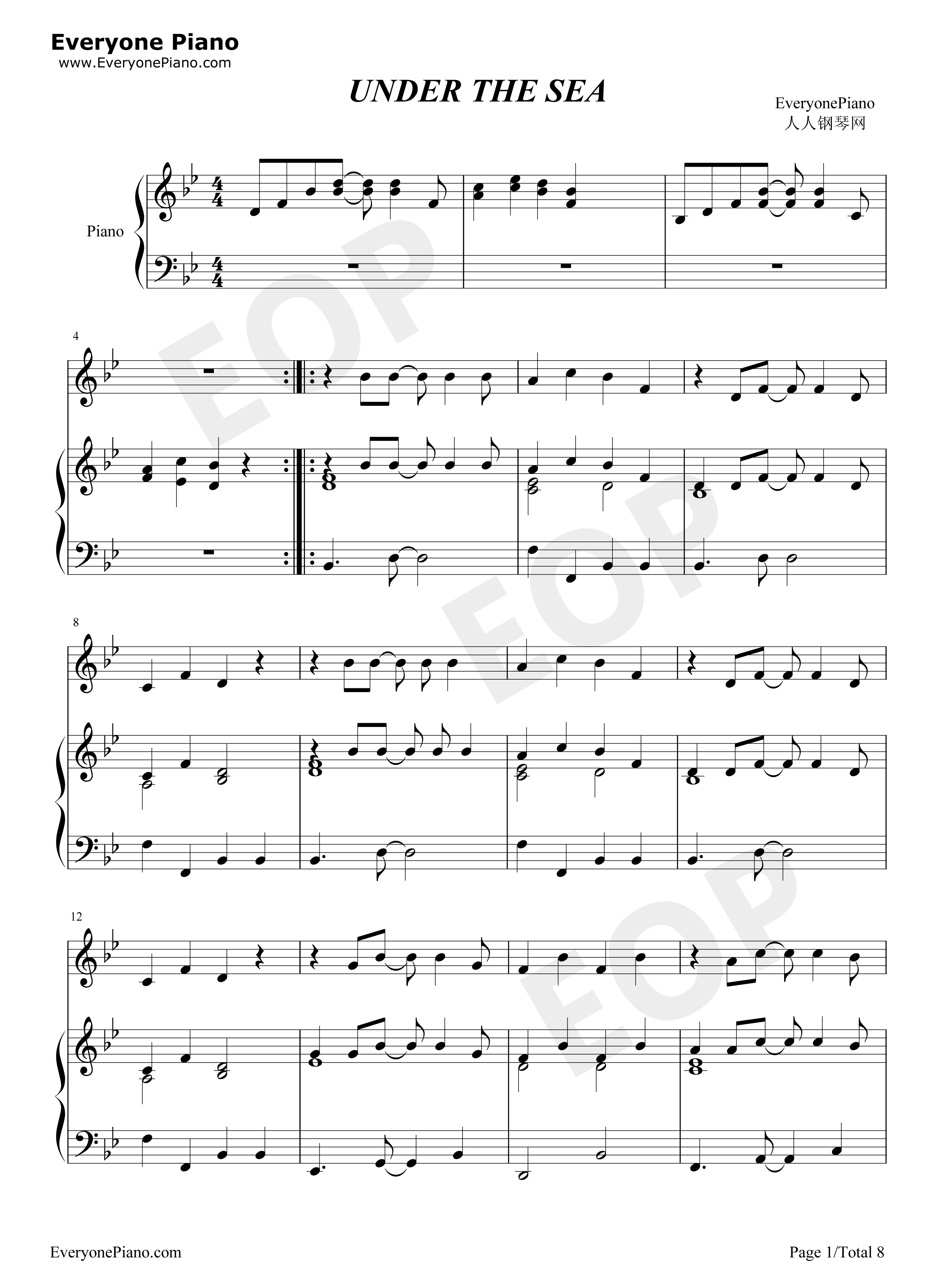 Under the Sea钢琴谱-Alan Menken1