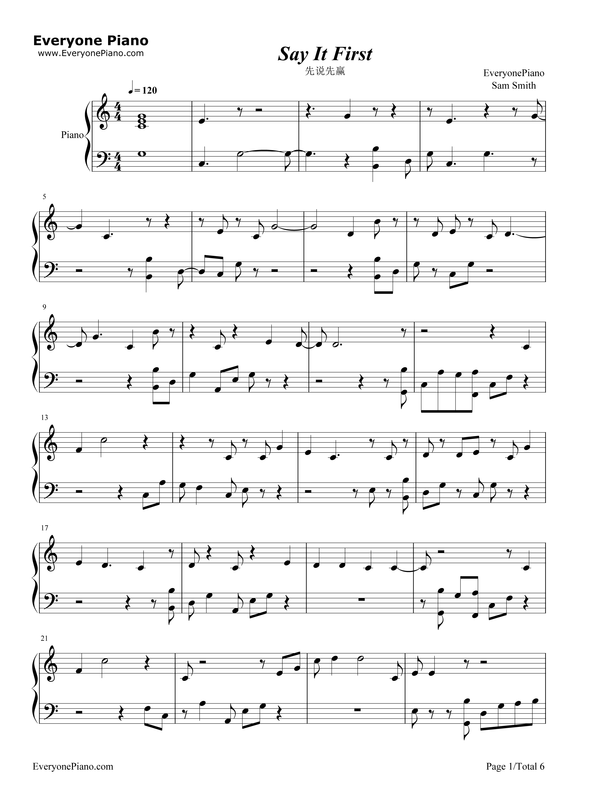 Say It First钢琴谱-Sam Smith1