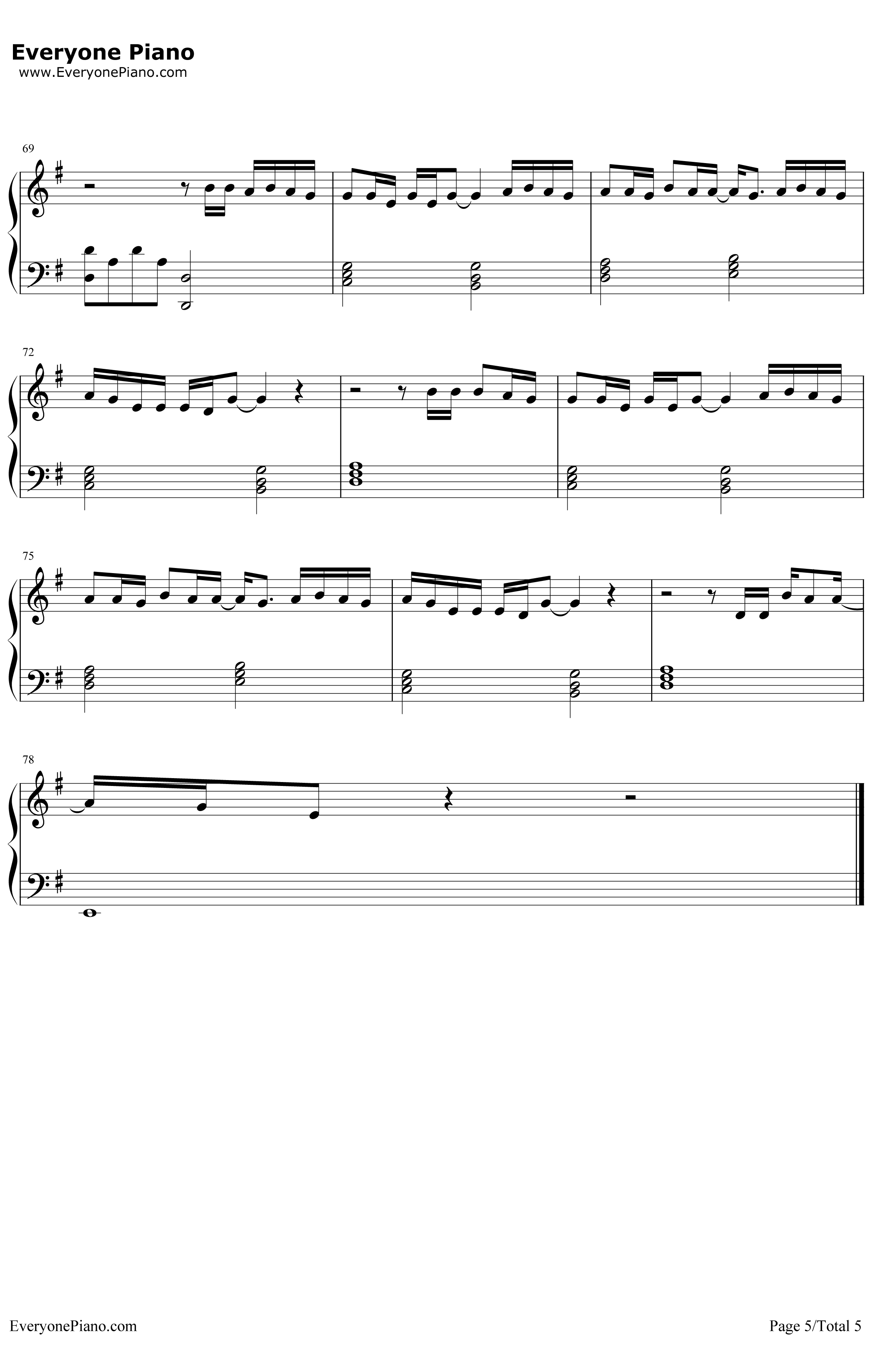 Let Her Go放手爱情钢琴谱-PassengerMikeRosenberg5