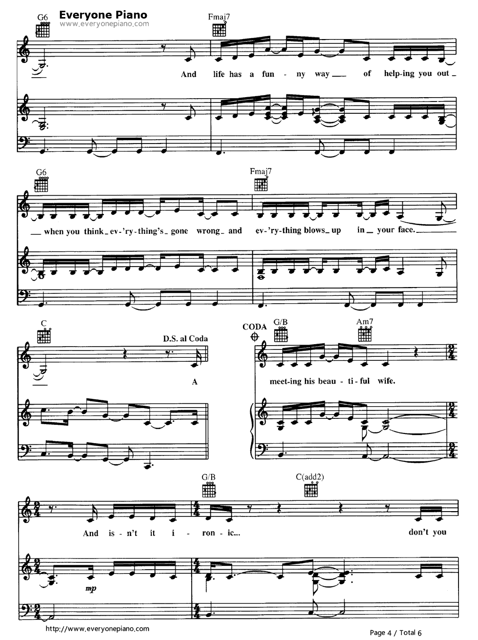 Ironic钢琴谱-Alanis Morissette4