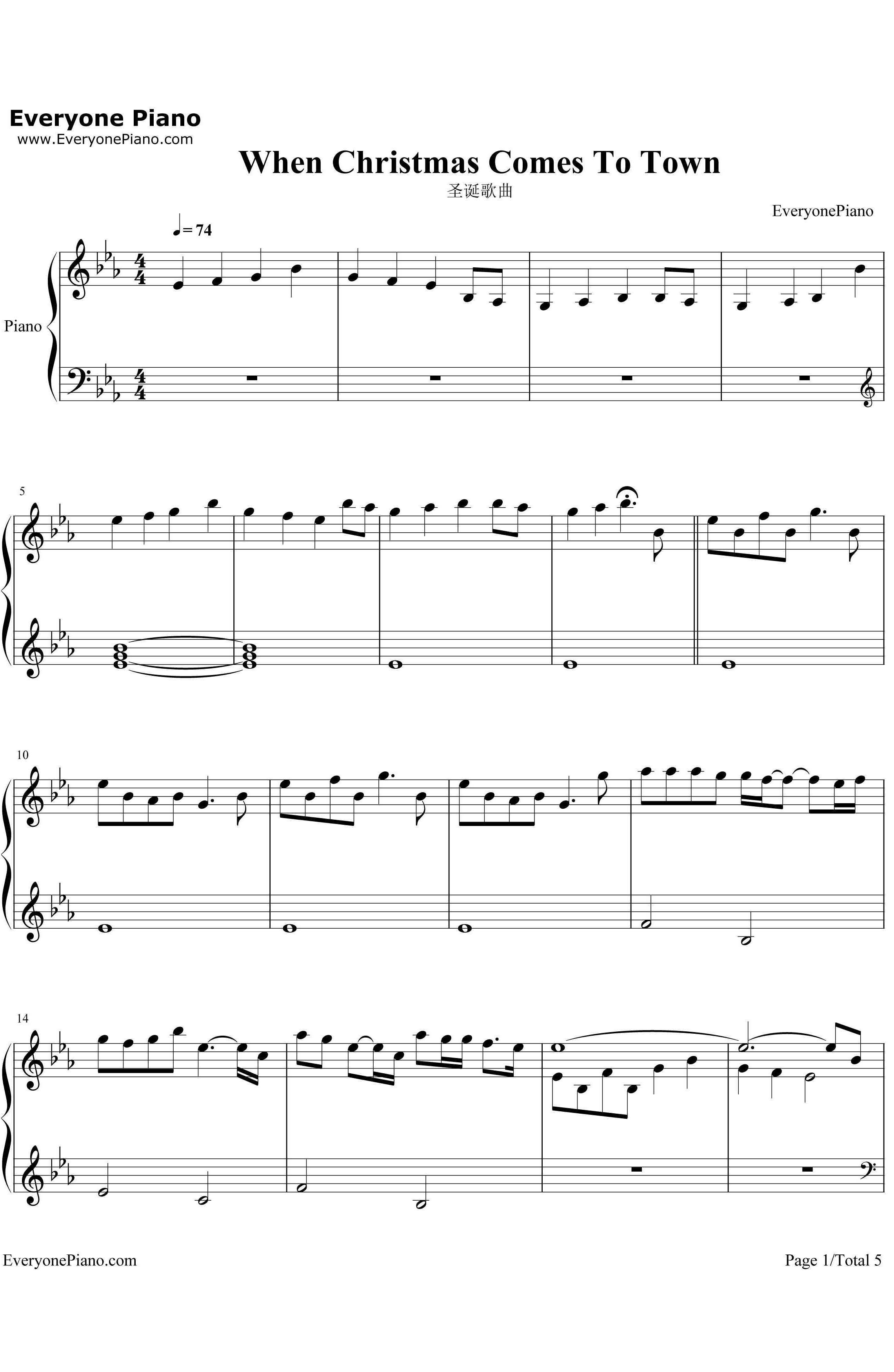 When Christmas Comes To Town钢琴谱-MatthewHallMeaganMoore-圣诞歌曲1