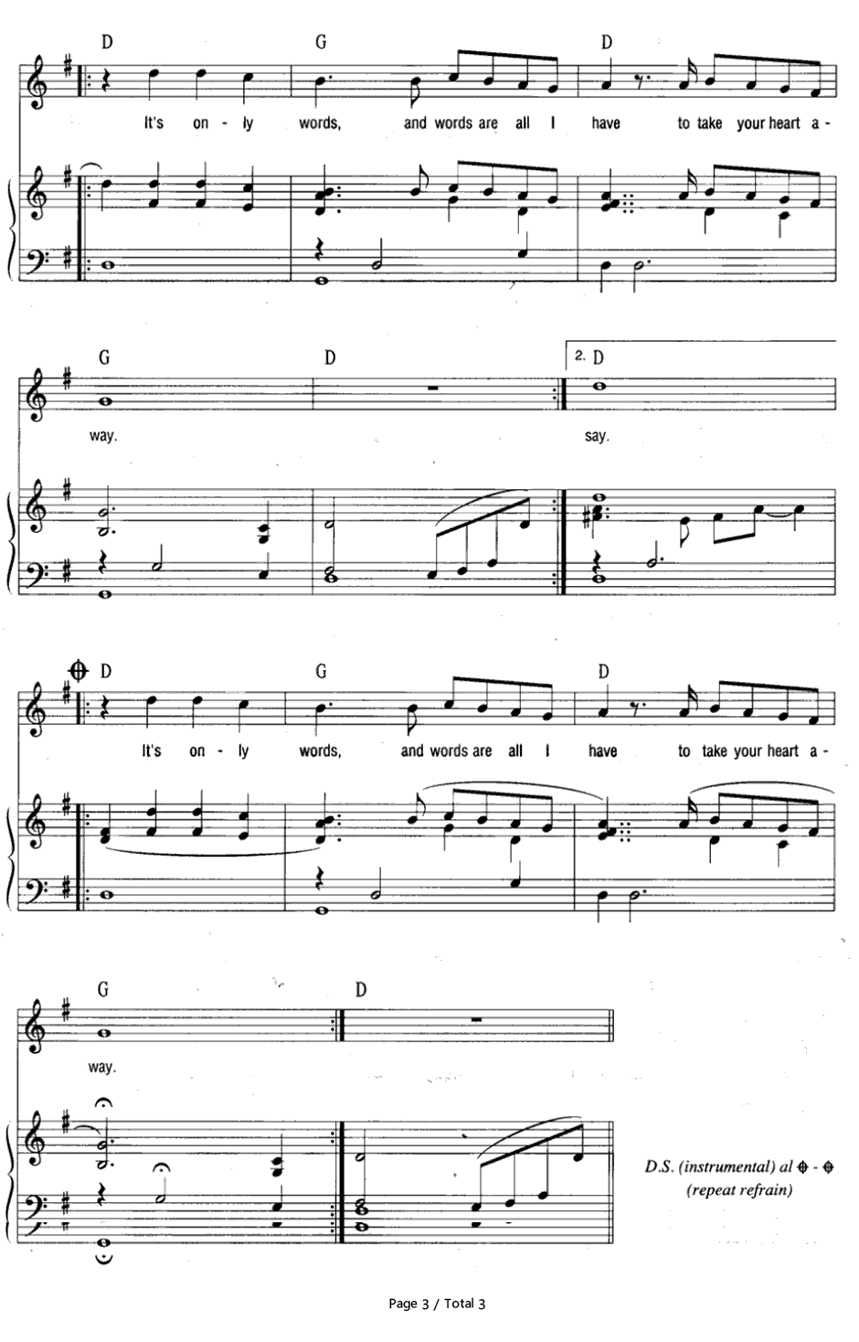 Words钢琴谱-Bee Gees3