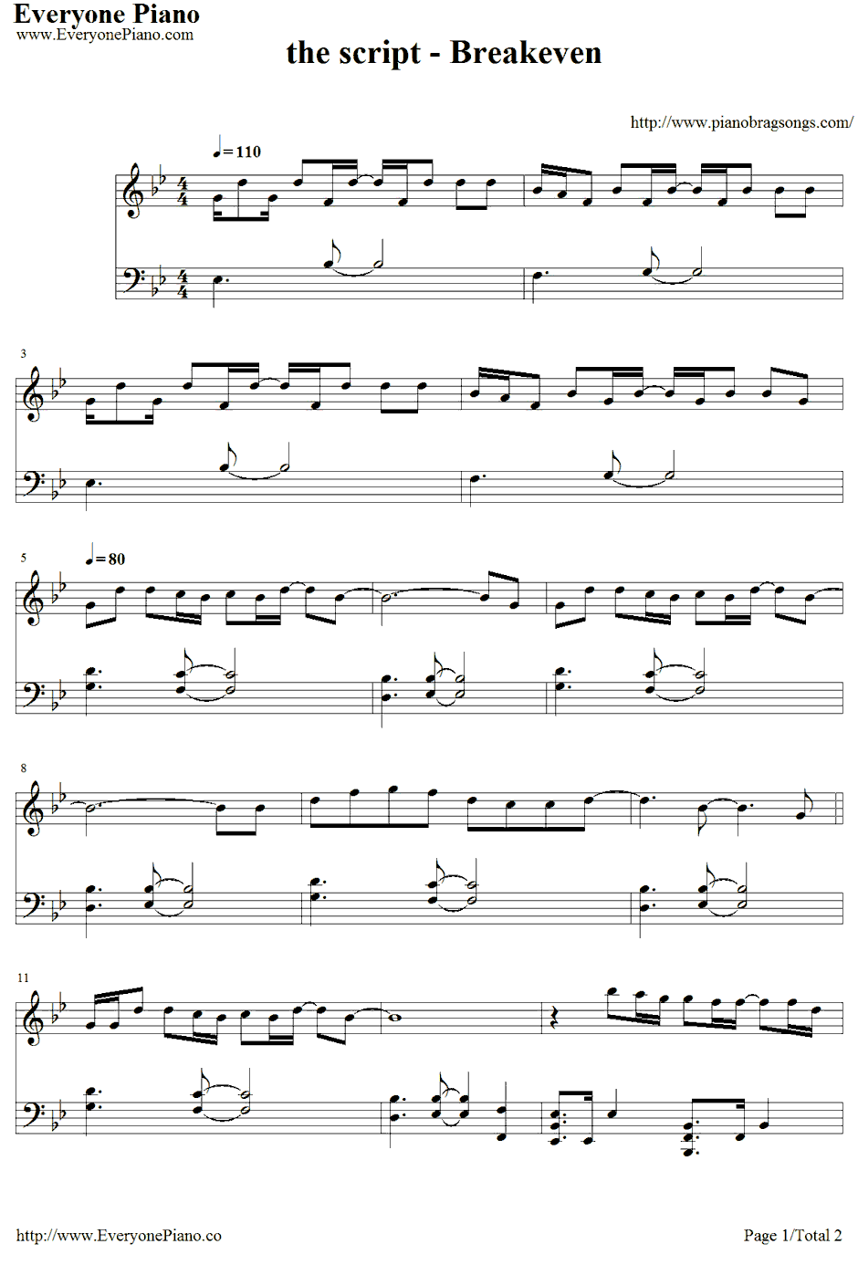 Break even钢琴谱-TheScript1