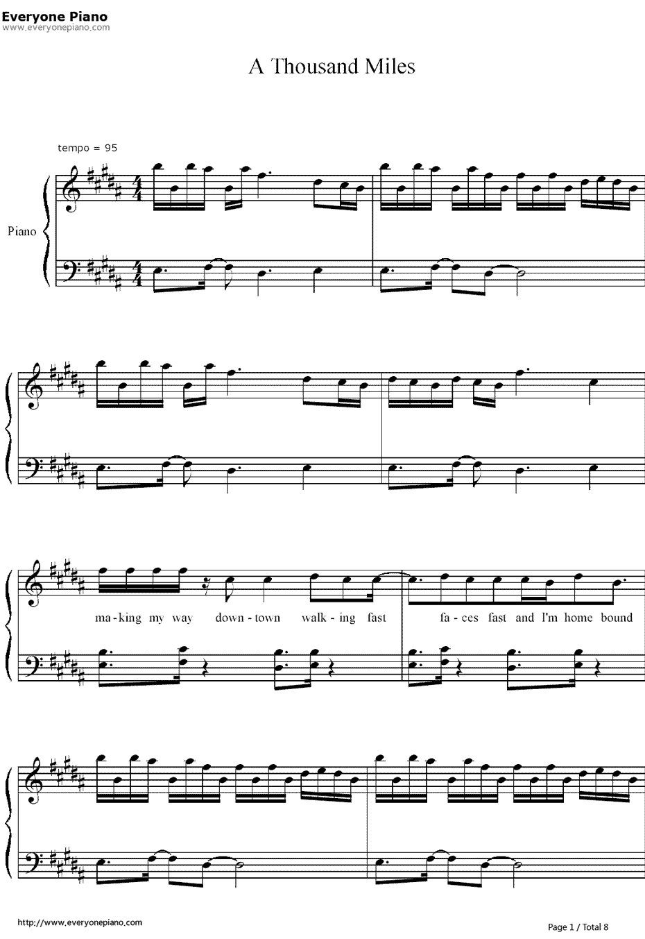 AThousandMiles钢琴谱-VanessaCarlton1