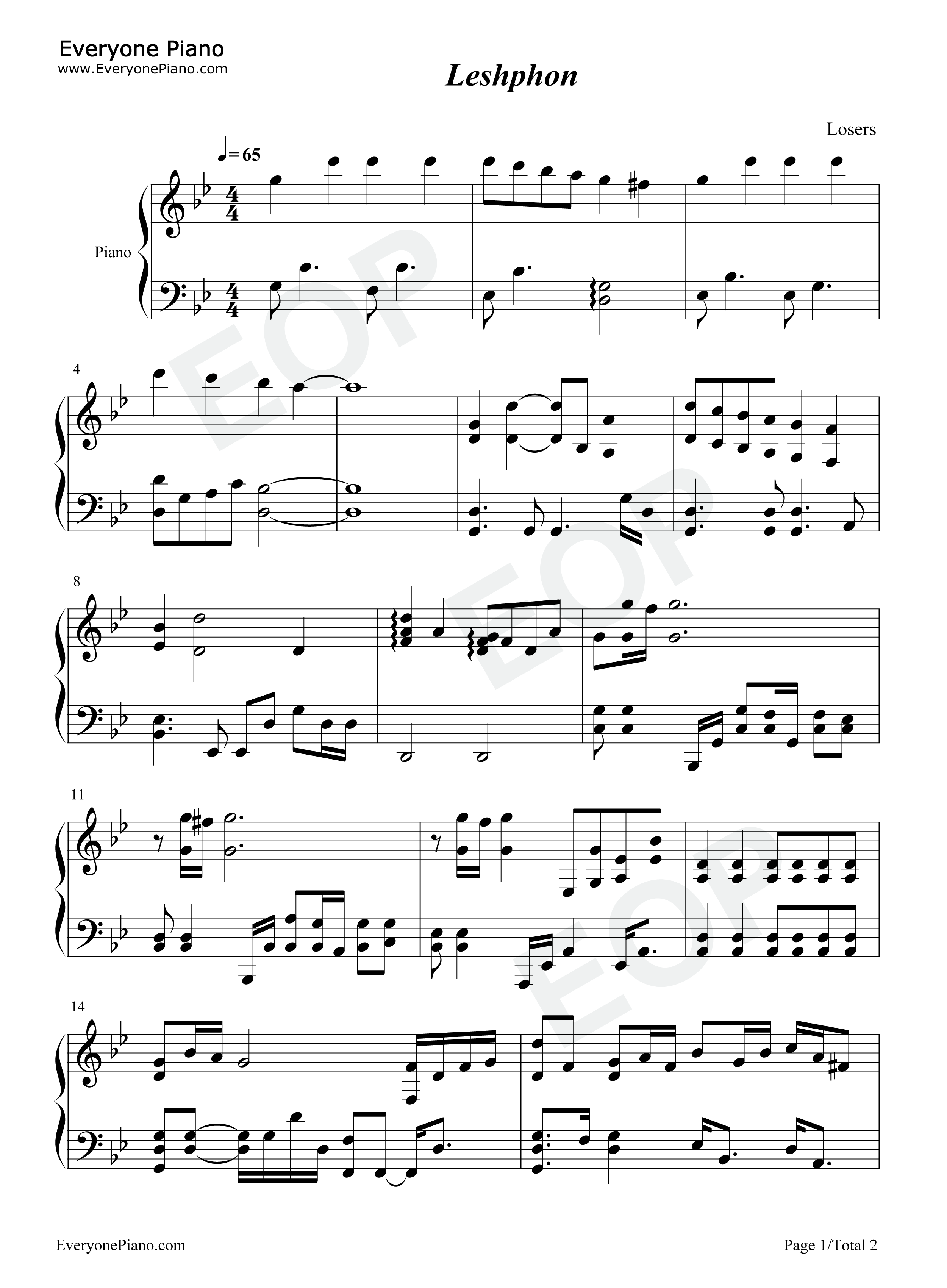 Leshphon钢琴谱-DNF1