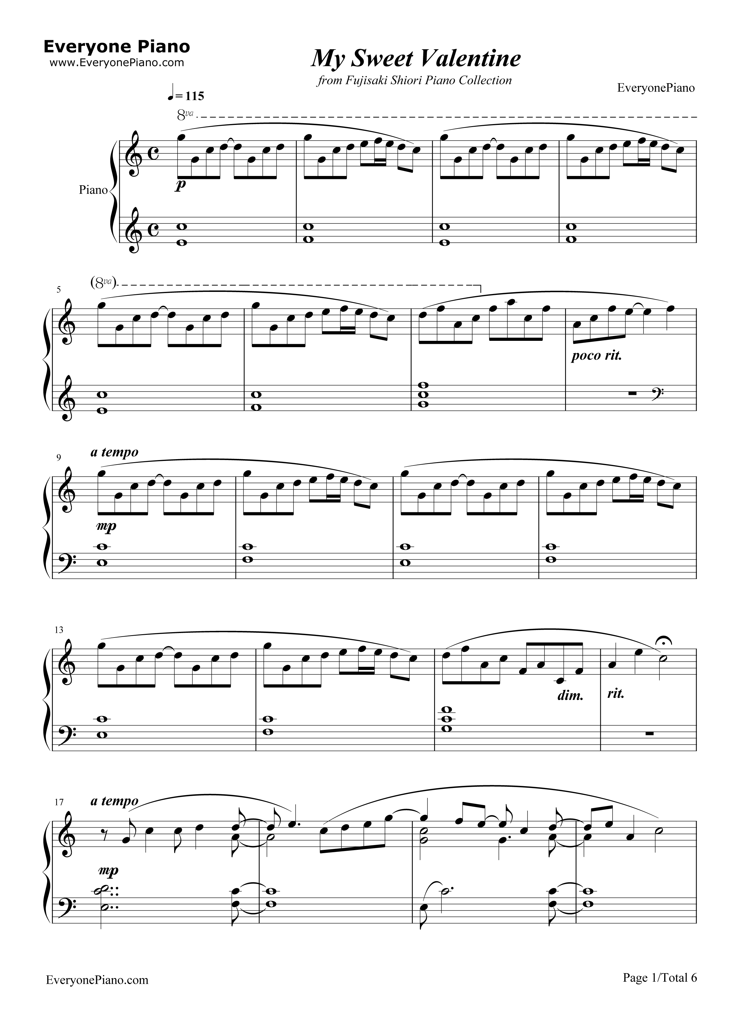 My Sweet Valentine钢琴谱-藤崎诗织1
