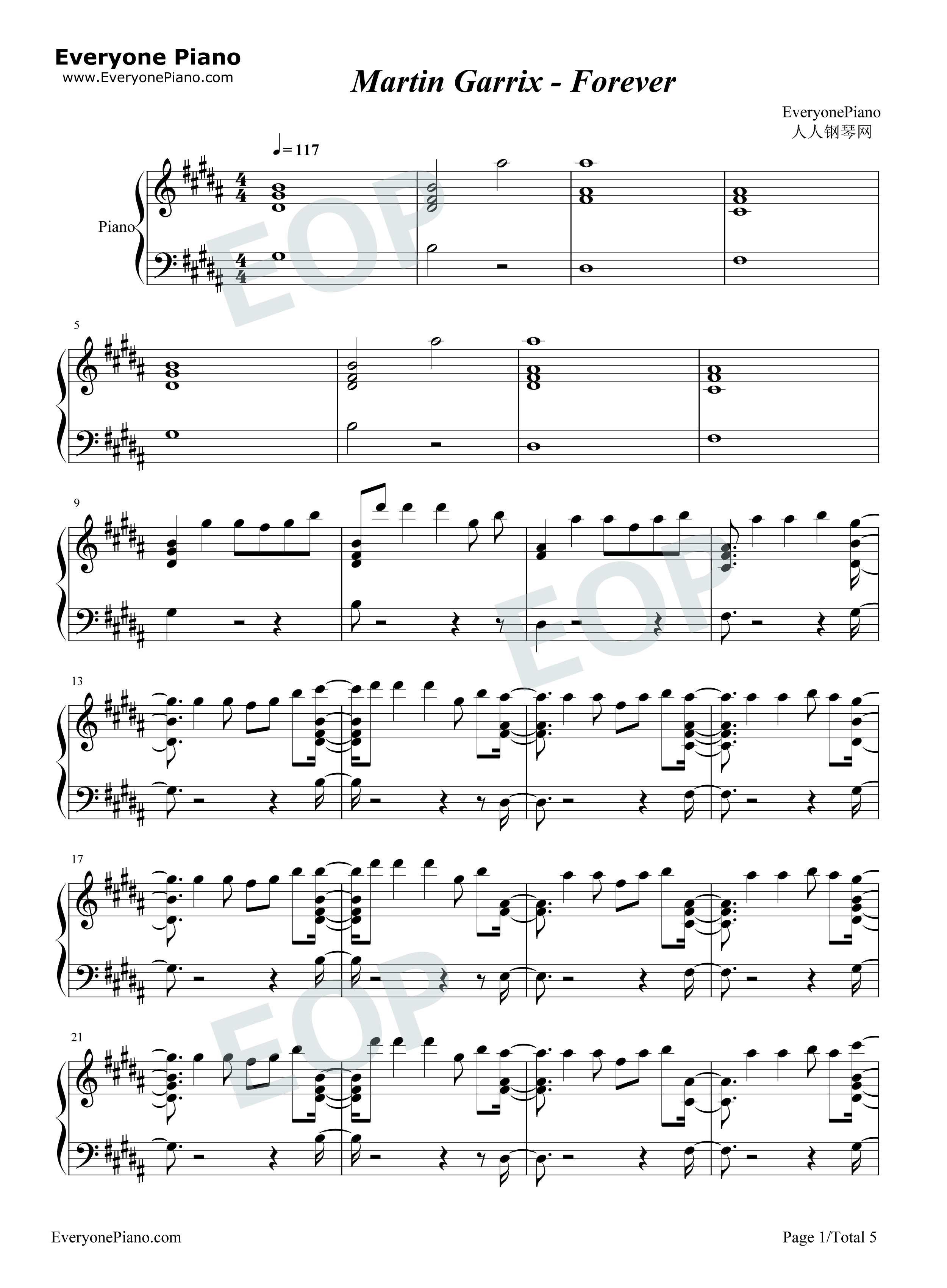 Forever钢琴谱-Martin Garrix Matisse & Sadko1