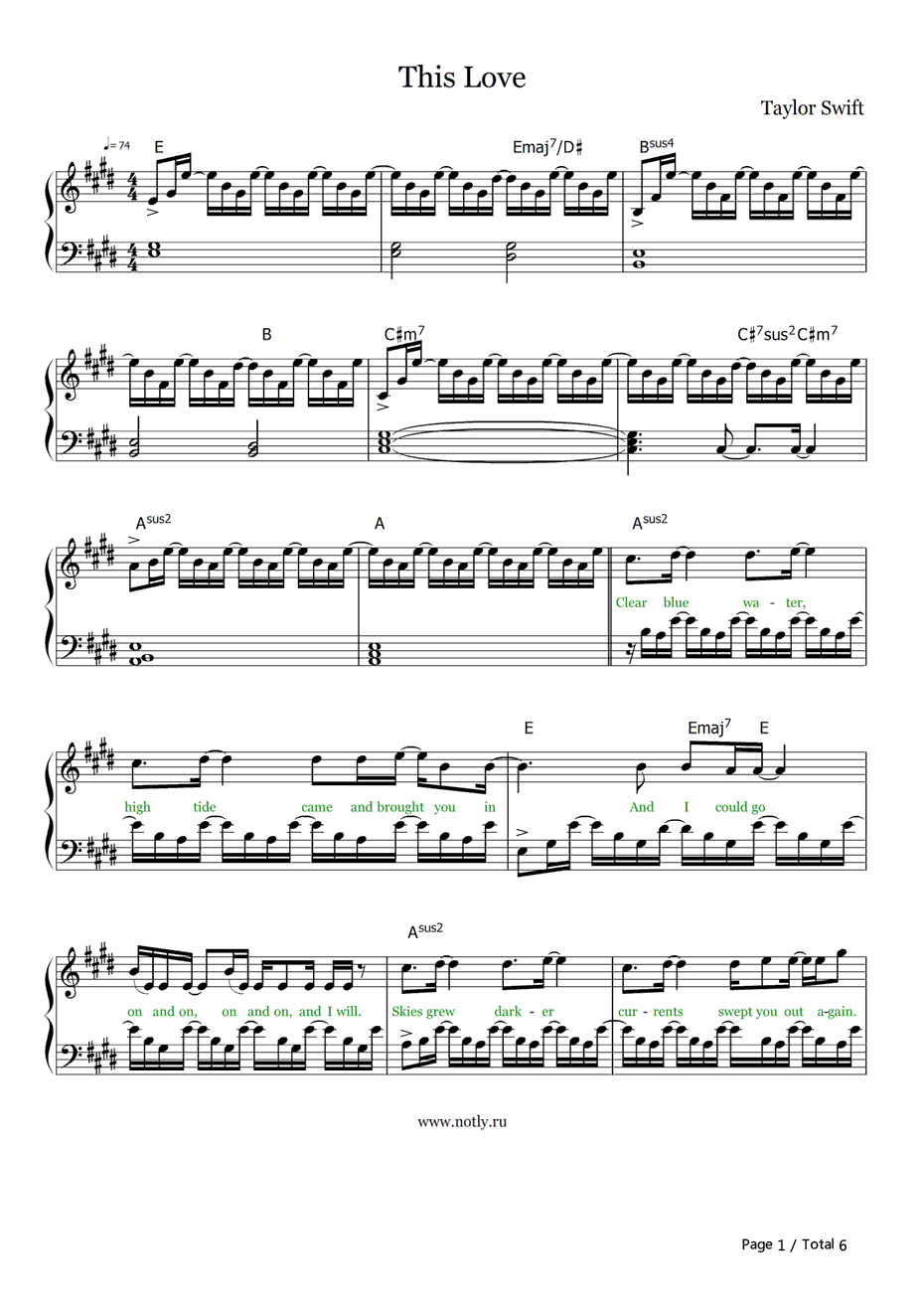 ThisLove钢琴谱-TaylorSwift1