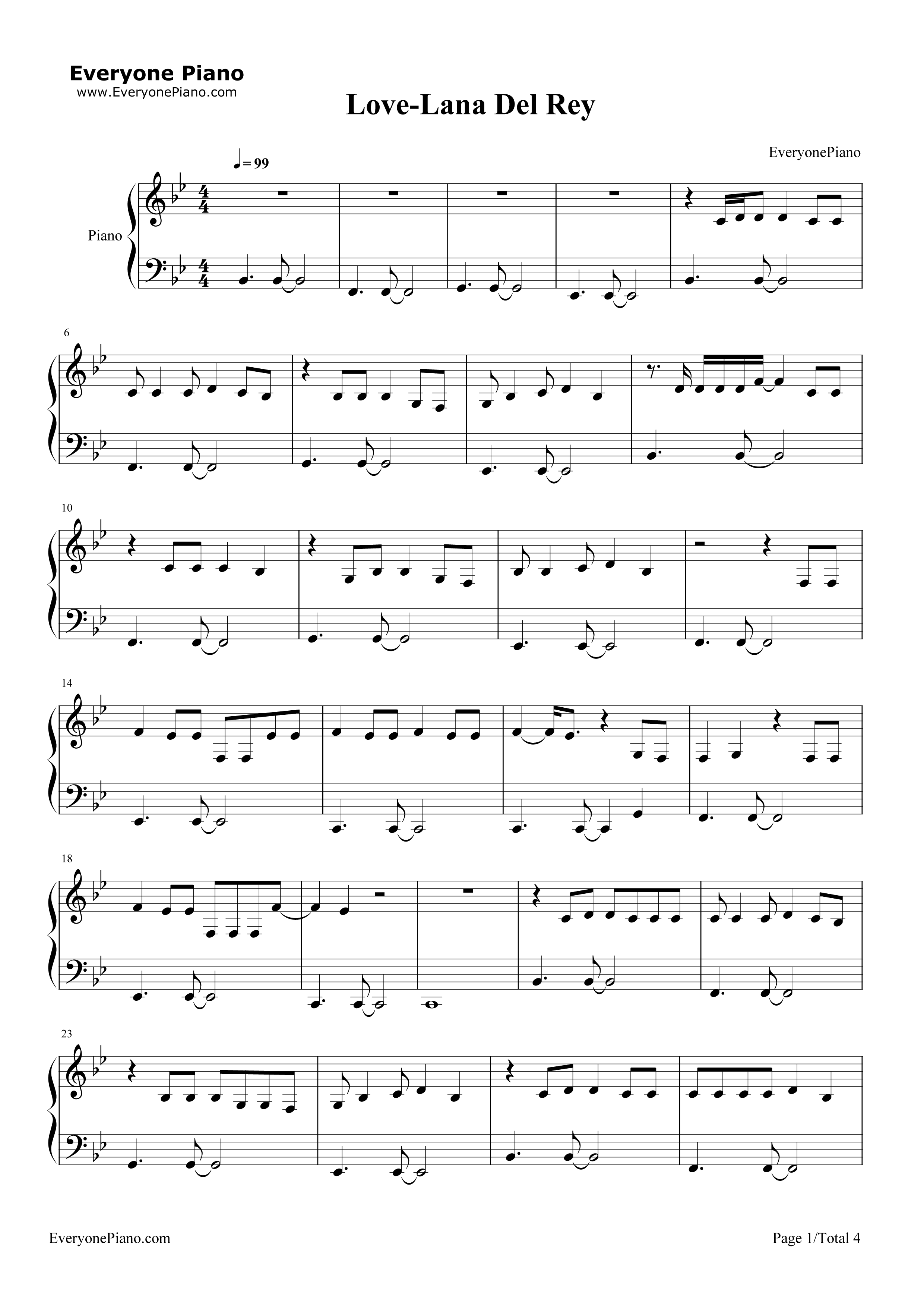 Love钢琴谱-Lana Del Rey1