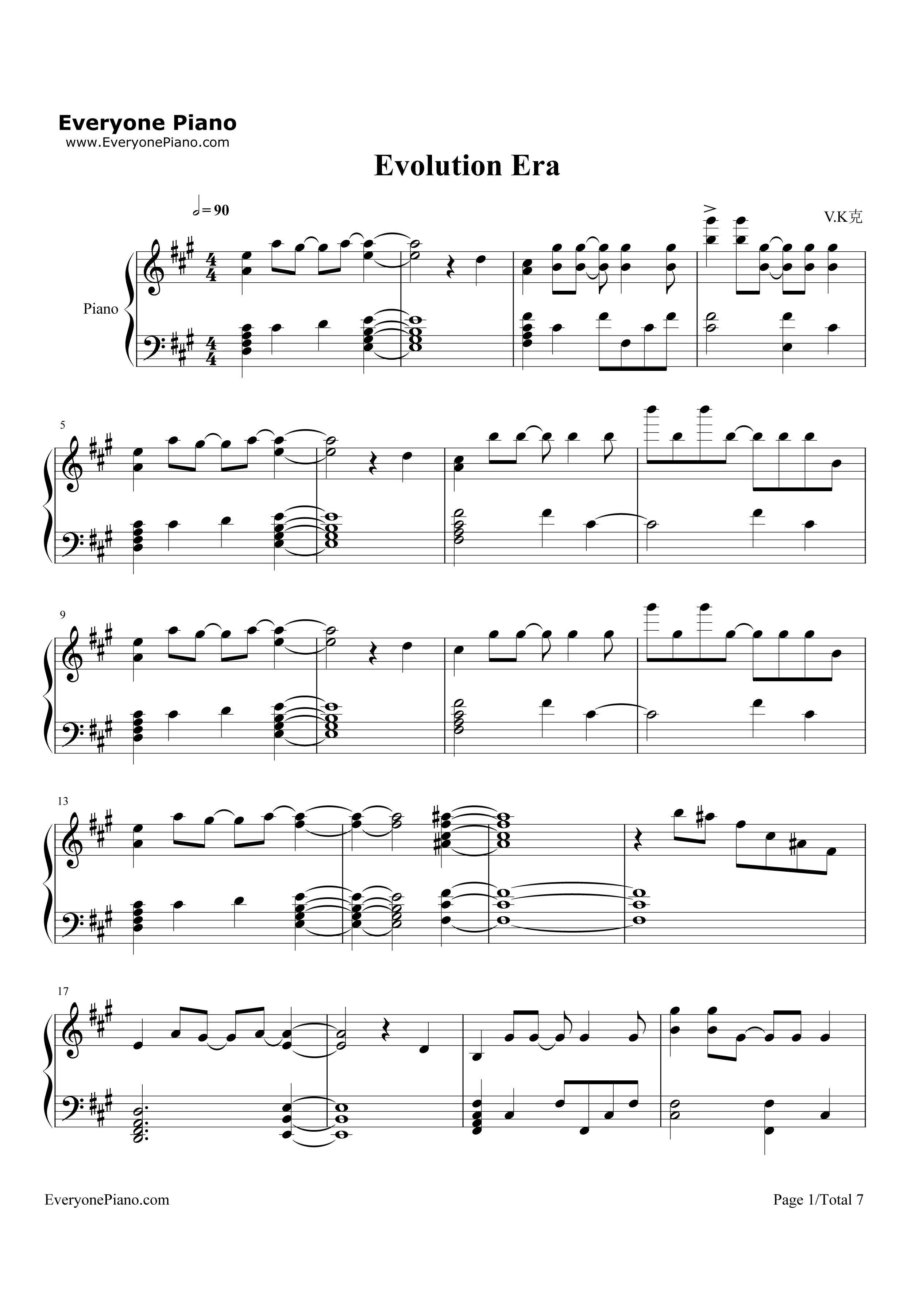 Evolution Era钢琴谱-V.K克1