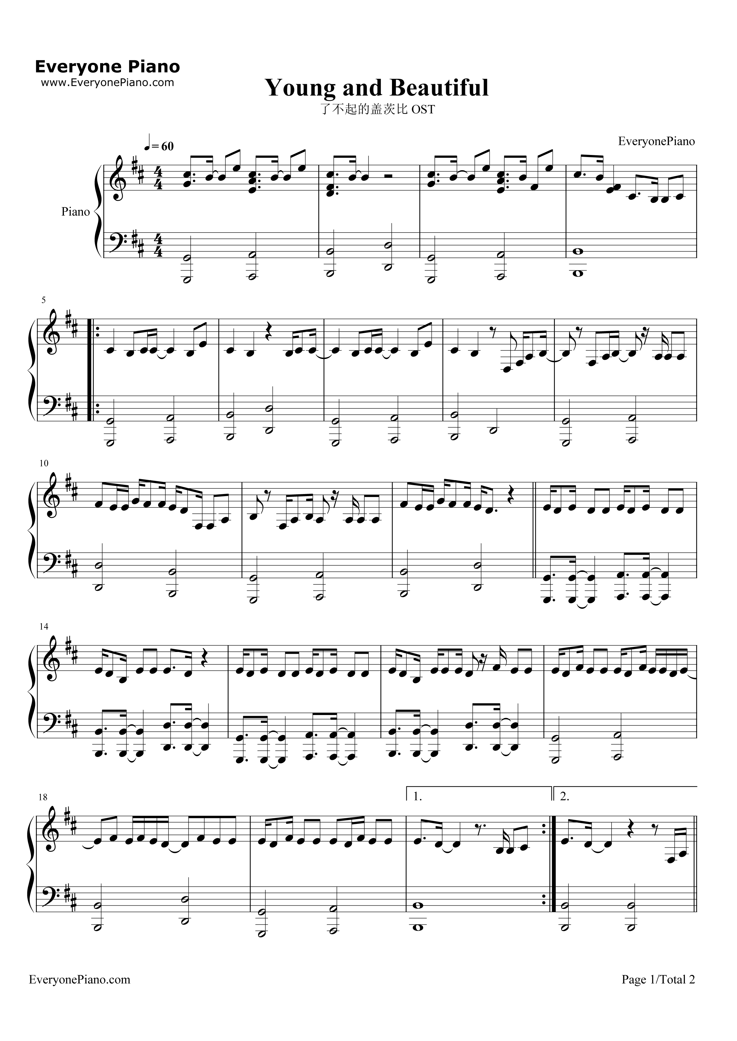 Young and Beautiful钢琴谱-Lana Del Rey1