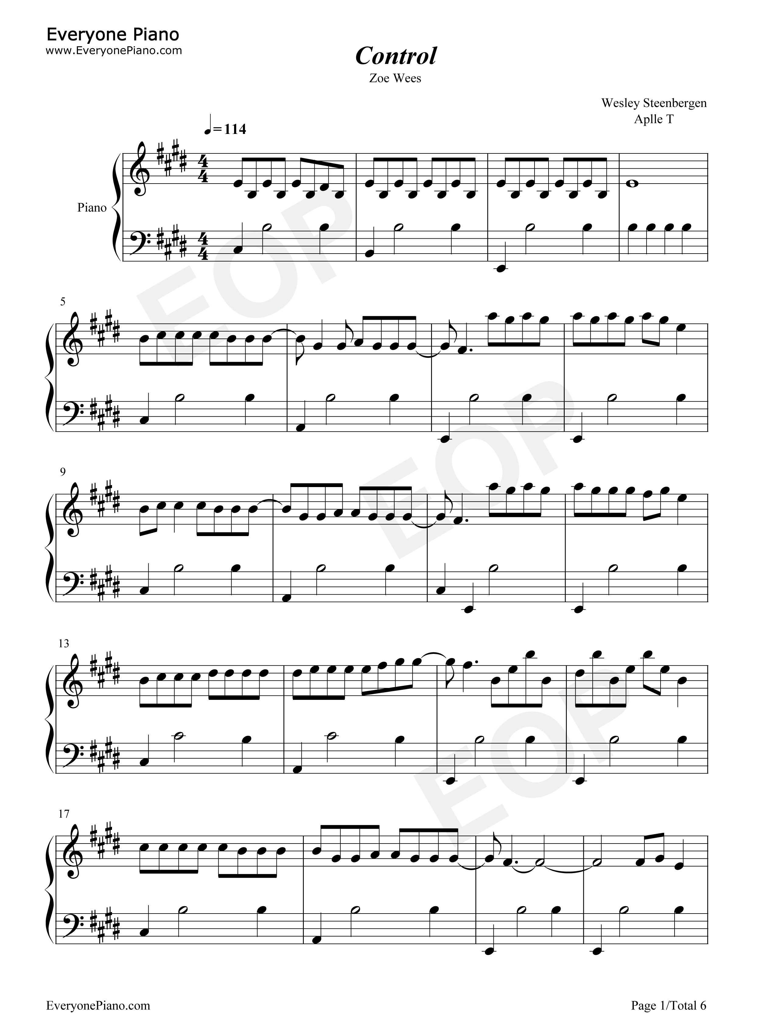Control钢琴谱-Zoe Wees1