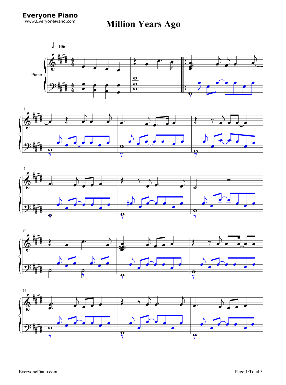 Million Years Ago钢琴谱-Adele1