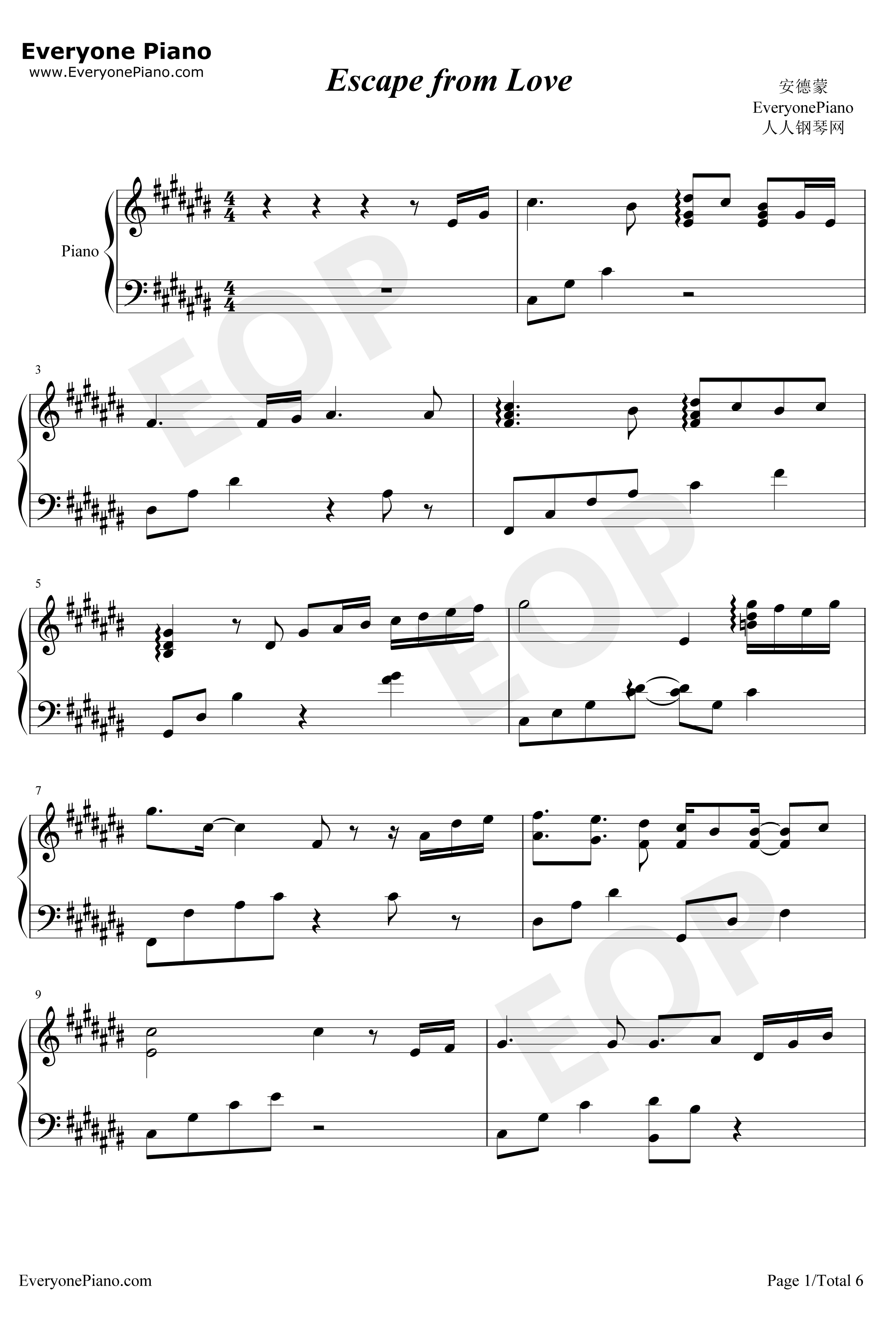 Escape from Love钢琴谱-Andemund Orchestra1