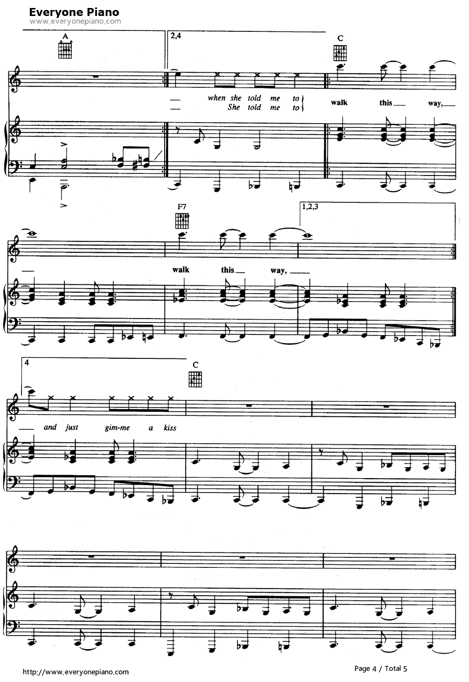 Walk This Way钢琴谱-Aerosmith4