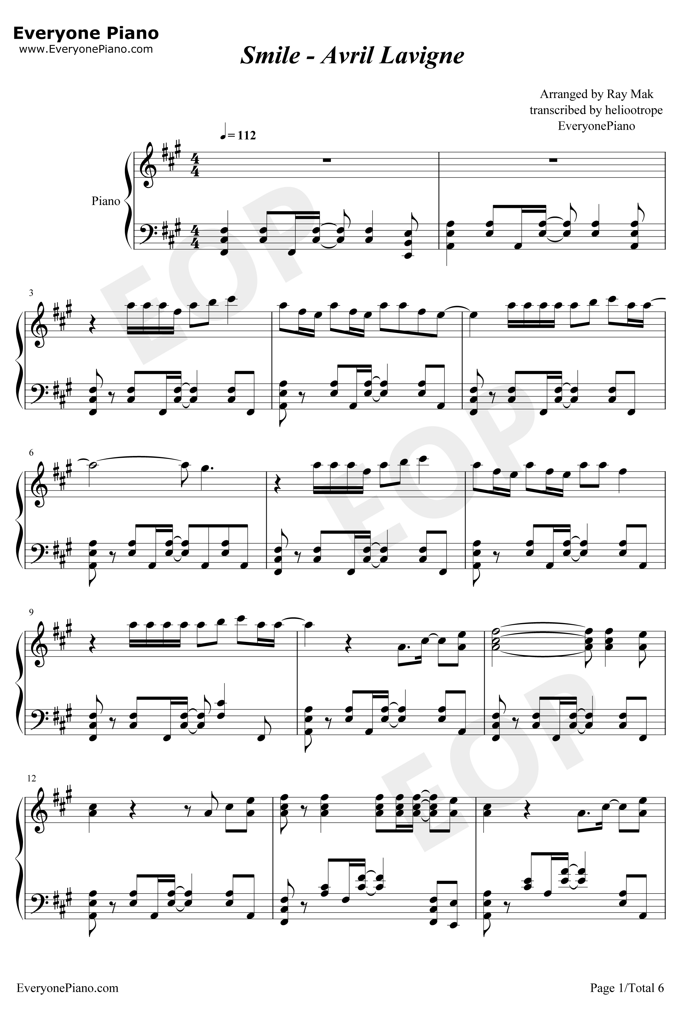 Smile钢琴谱-AvrilLavigne1