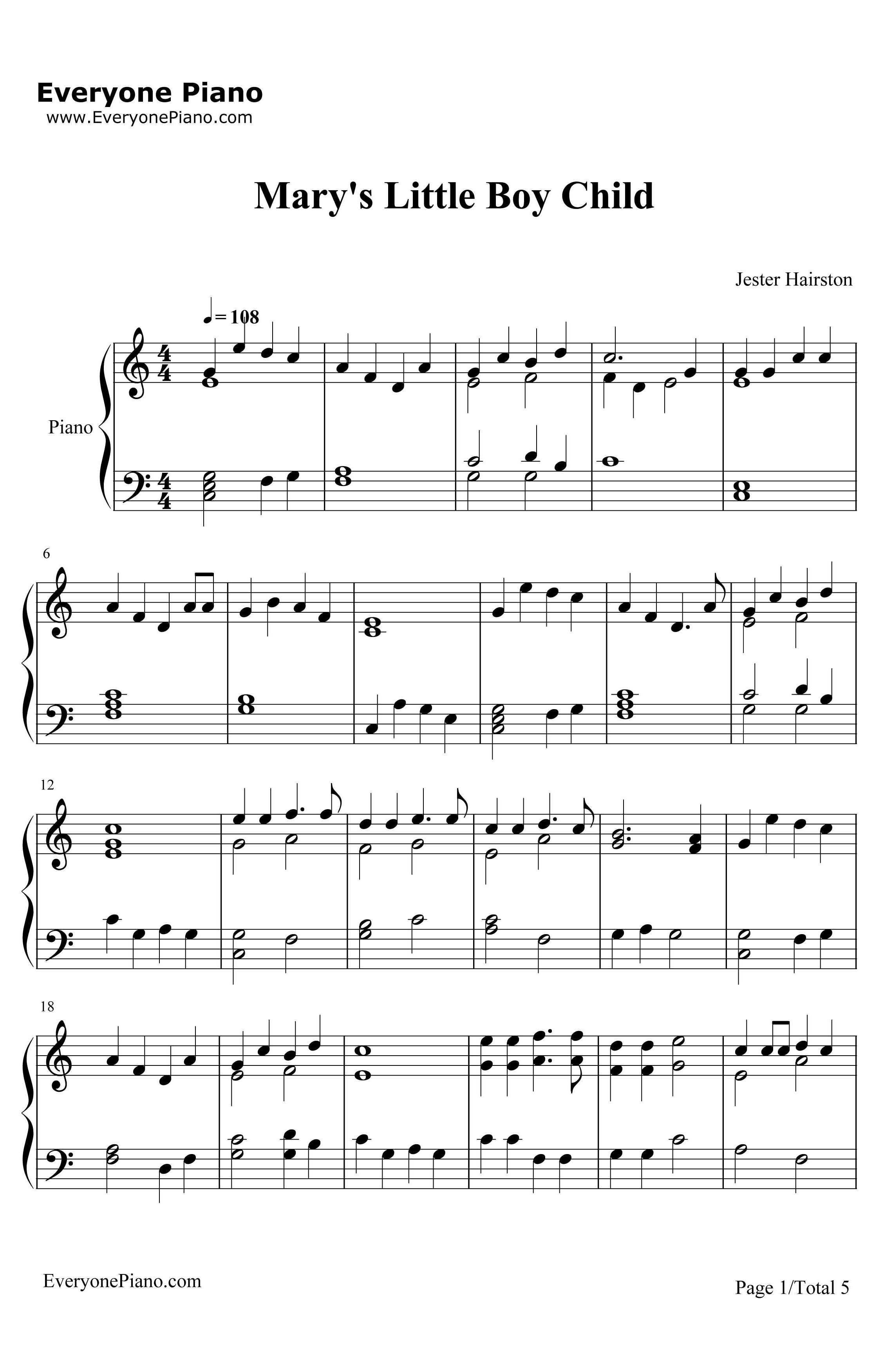Mary's Boy Child钢琴谱-JesterHairston-圣诞歌曲1