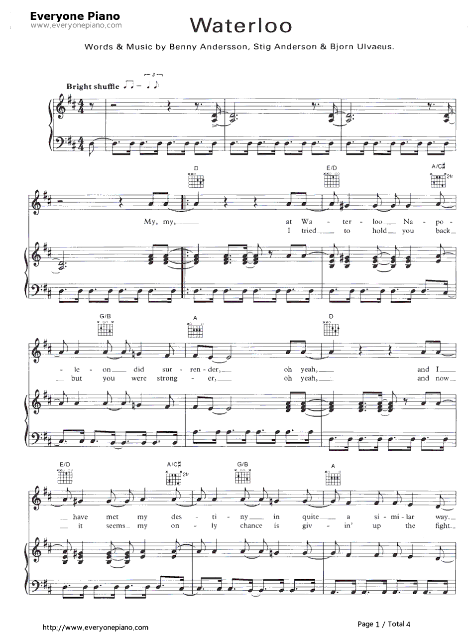 Waterloo钢琴谱-ABBA1
