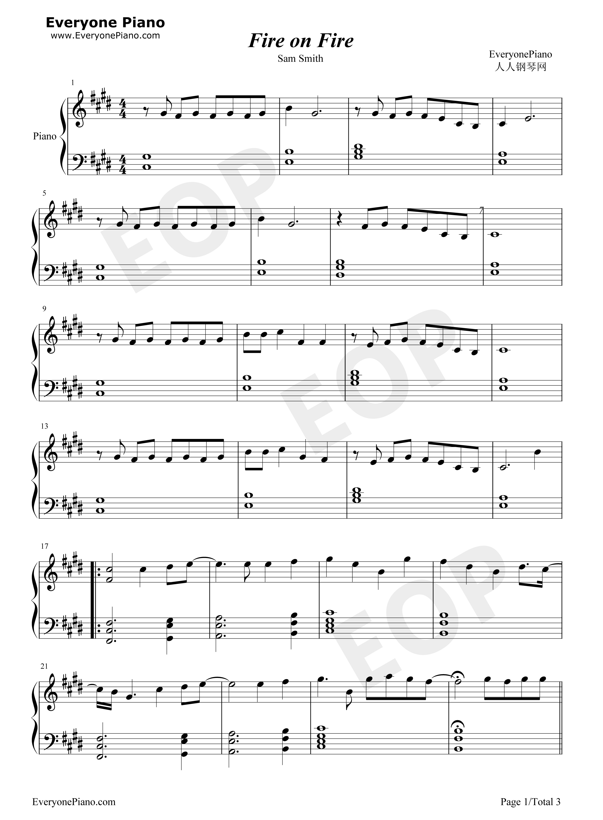 Fire on Fire钢琴谱-Sam Smith1