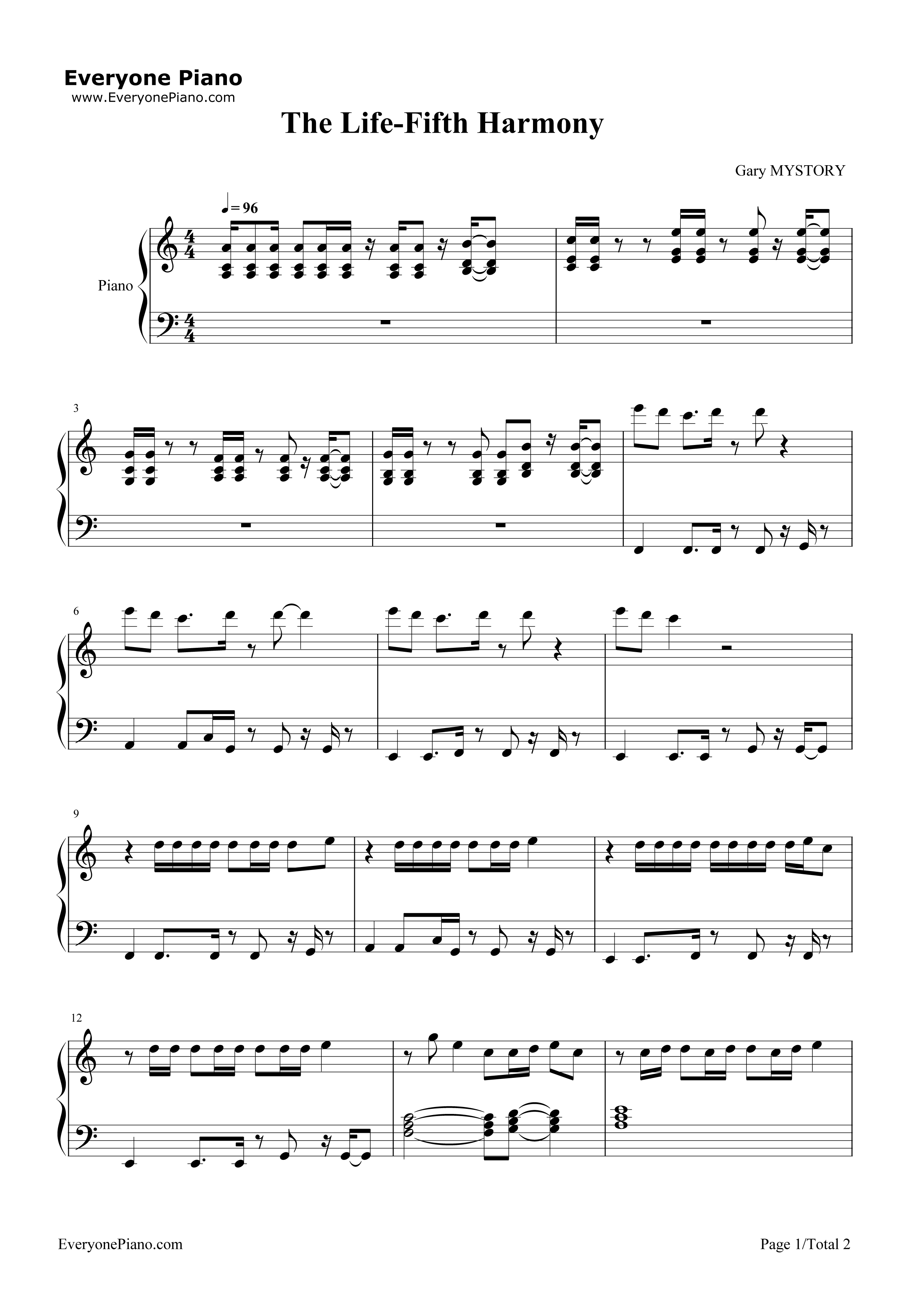 The Life钢琴谱-Fifth Harmony1