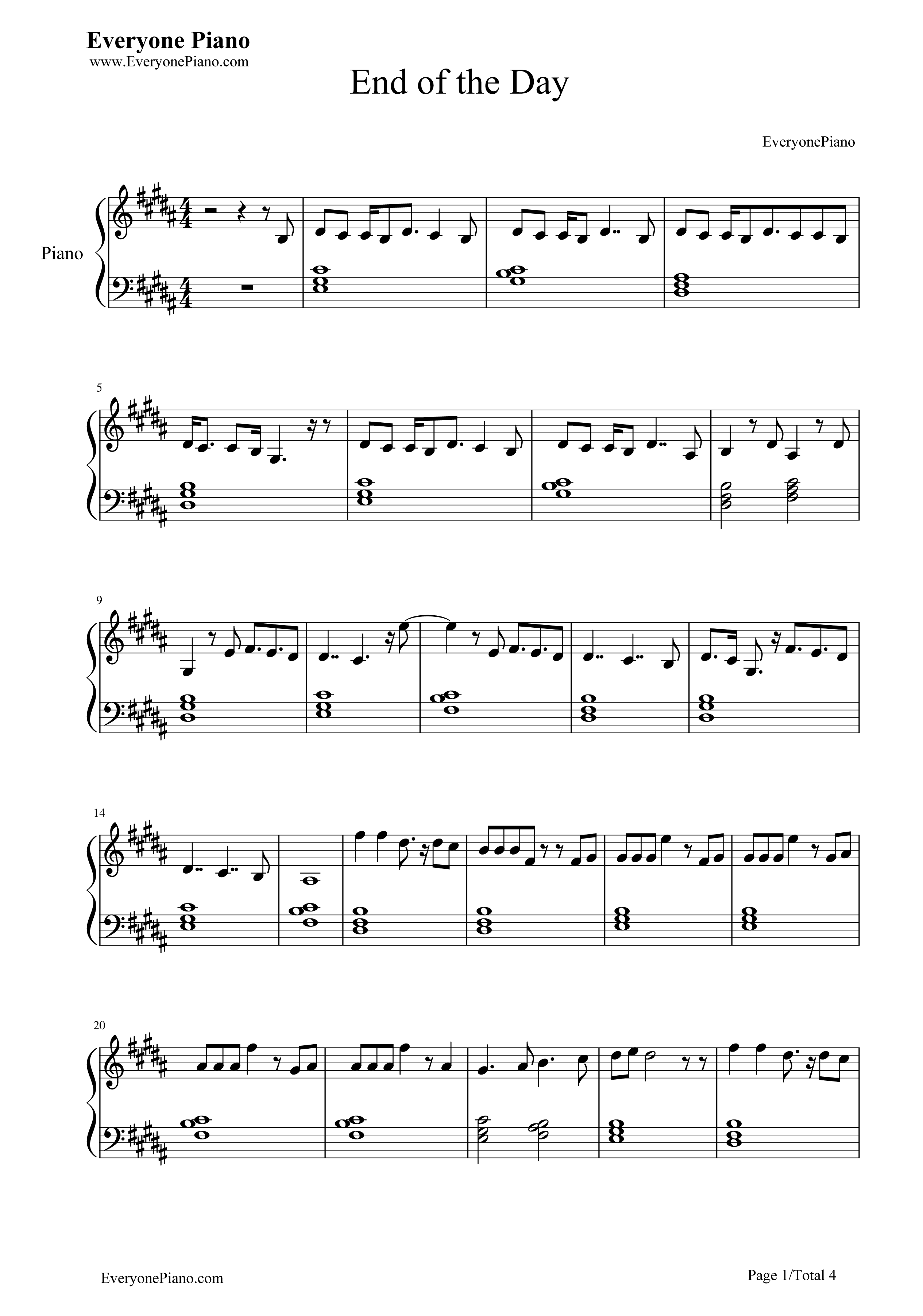 End of the Day钢琴谱-One Direction1